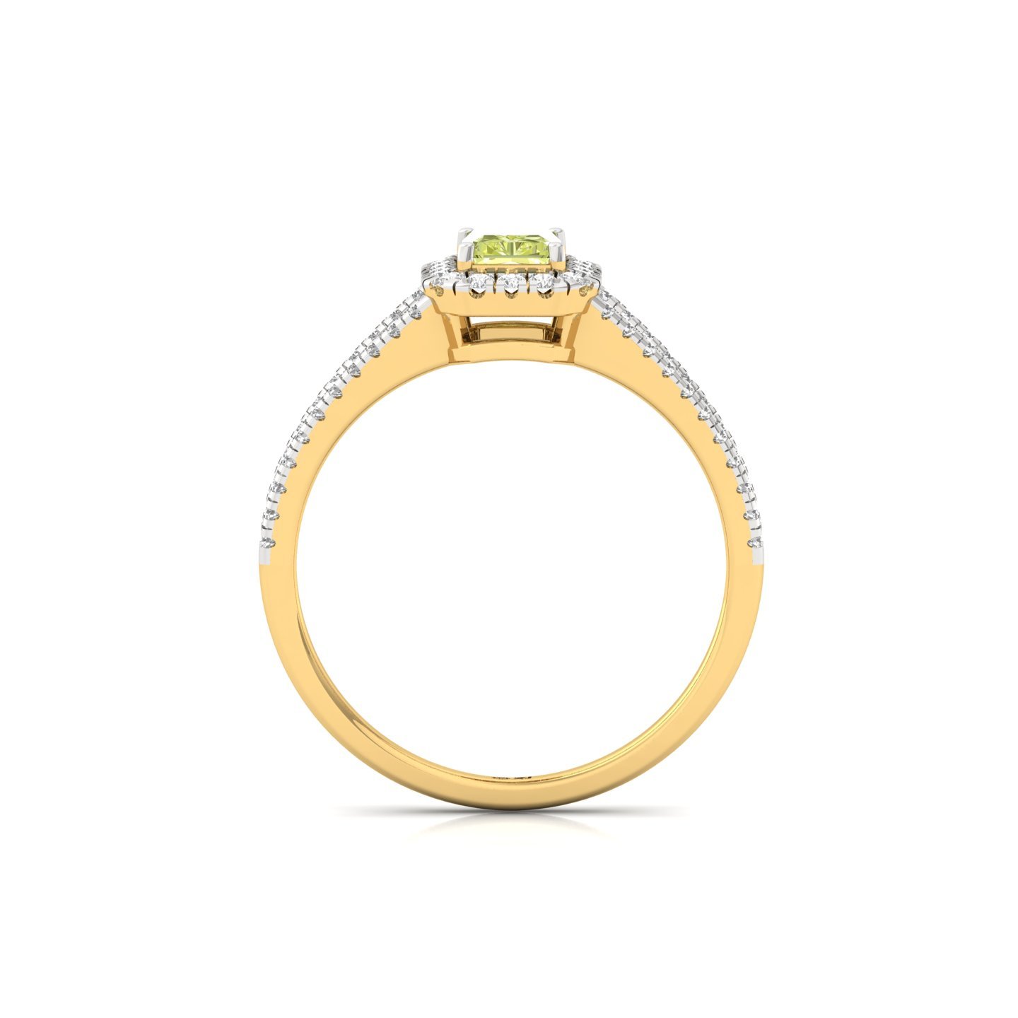 Radiant Cut Yellow Diamond Ring | Halo Lab Grown Diamond Engagement Ring | 925 Silver | 10K | 14K | 18K - View 3