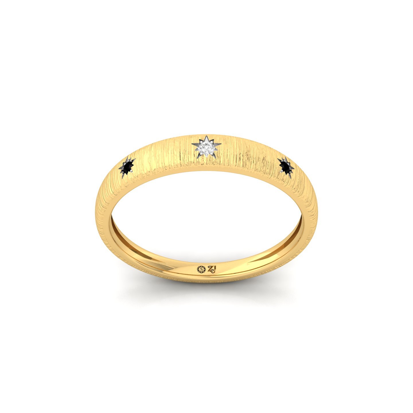 Diamond Matte Finish Band Ring | Modern Lab Grown Diamond Wedding Band | 925 Silver | 10K | 14K | 18K - Gold Main View