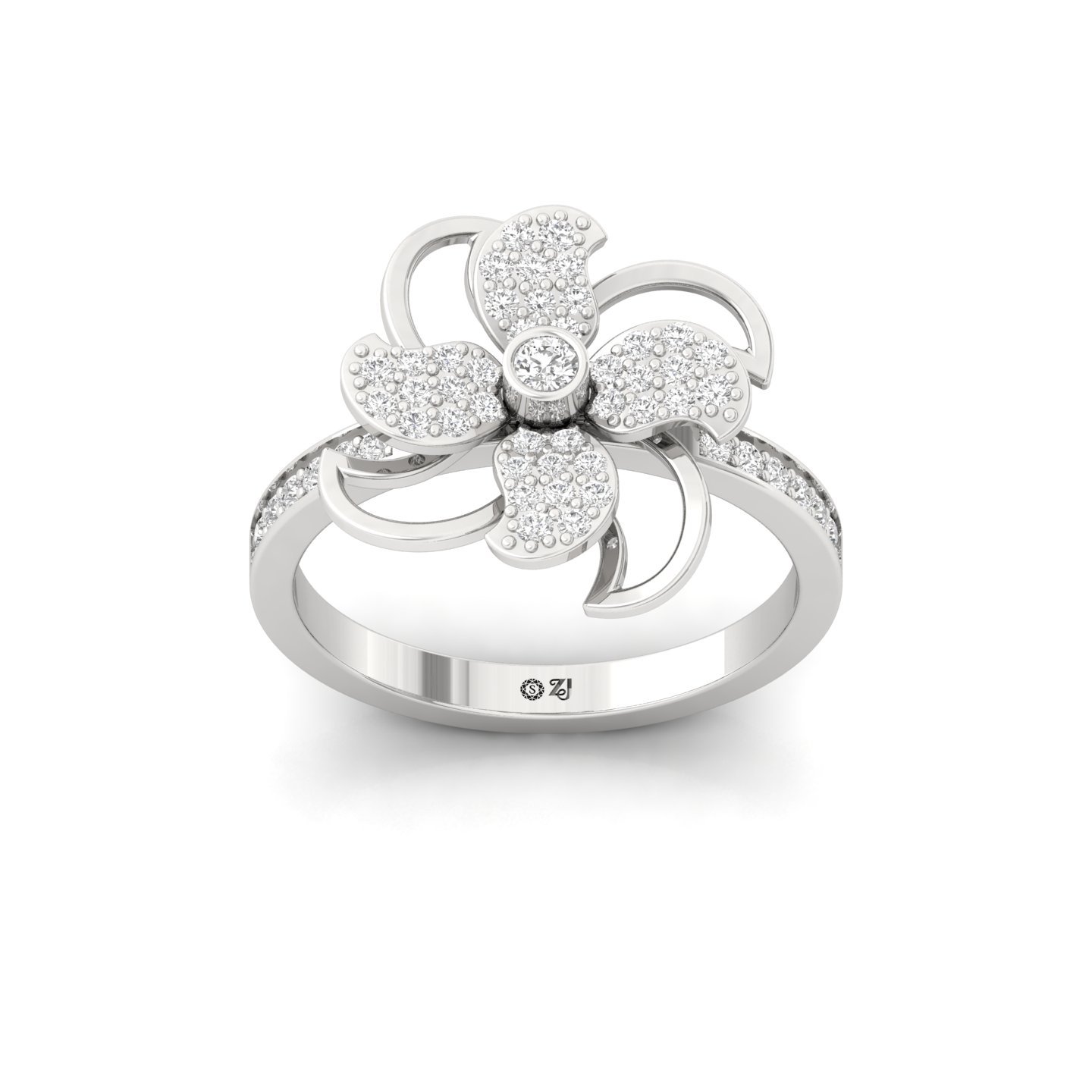 Round Brilliant Cut Diamond Floral Cocktail Ring | Blooming Lab Grown Diamond Statement Ring | 925 Silver | 10K | 14K | 18K - Main View