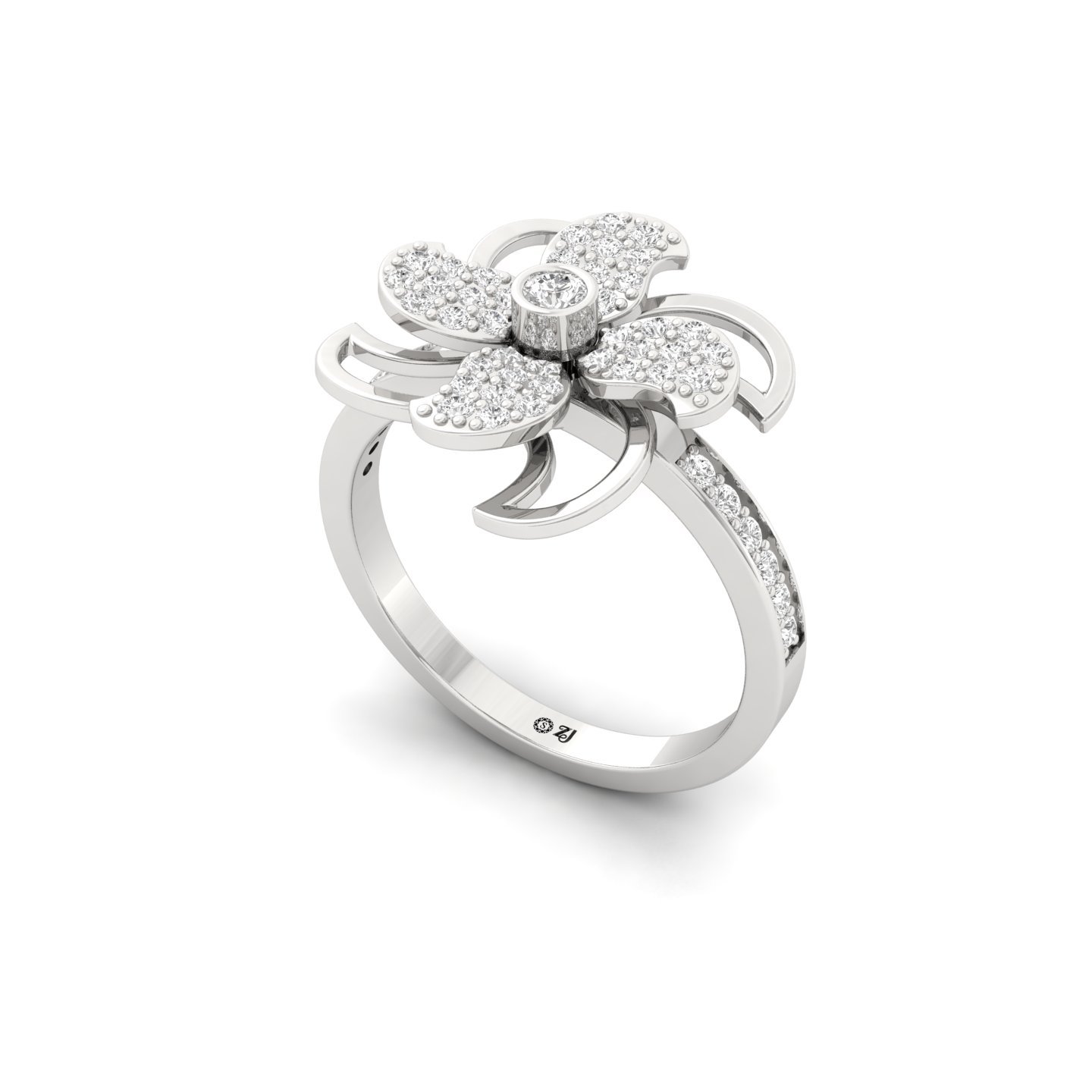 Round Brilliant Cut Diamond Floral Cocktail Ring | Blooming Lab Grown Diamond Statement Ring | 925 Silver | 10K | 14K | 18K - View 2