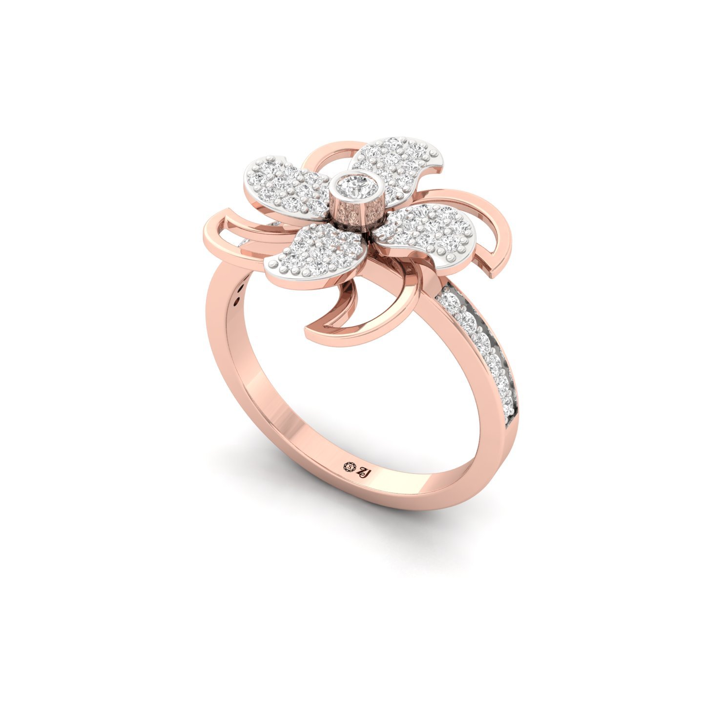 Round Brilliant Cut Diamond Floral Cocktail Ring | Blooming Lab Grown Diamond Statement Ring | 925 Silver | 10K | 14K | 18K - View 2