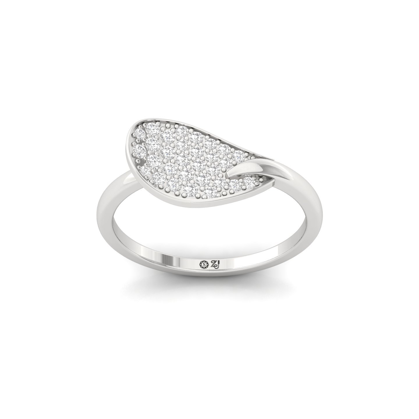 Round Brilliant Cut Diamond Teardrop Statement Ring | Lab Grown Pavé Diamond Cocktail Ring | 925 Silver | 10K | 14K | 18K - Main View