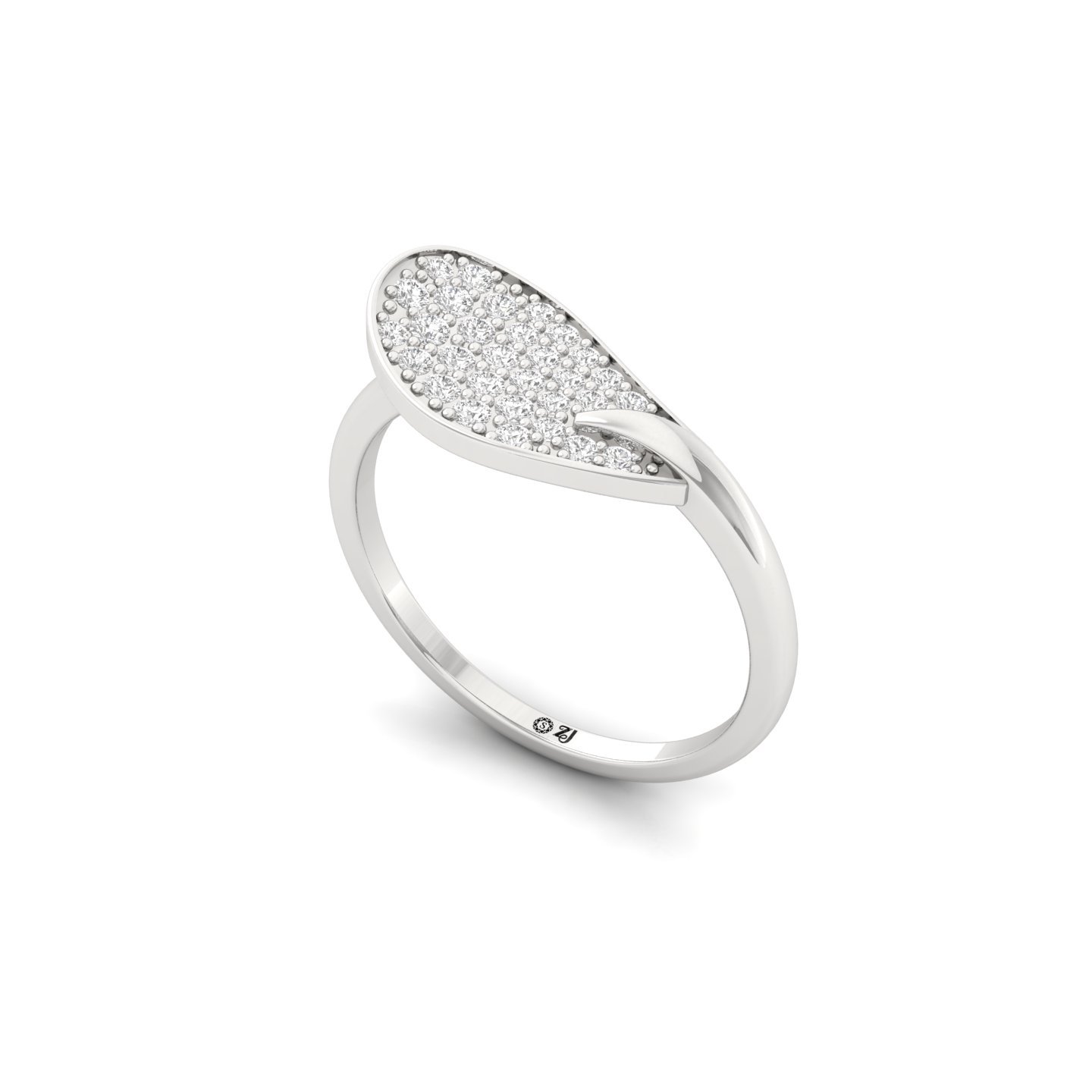 Round Brilliant Cut Diamond Teardrop Statement Ring | Lab Grown Pavé Diamond Cocktail Ring | 925 Silver | 10K | 14K | 18K - View 2