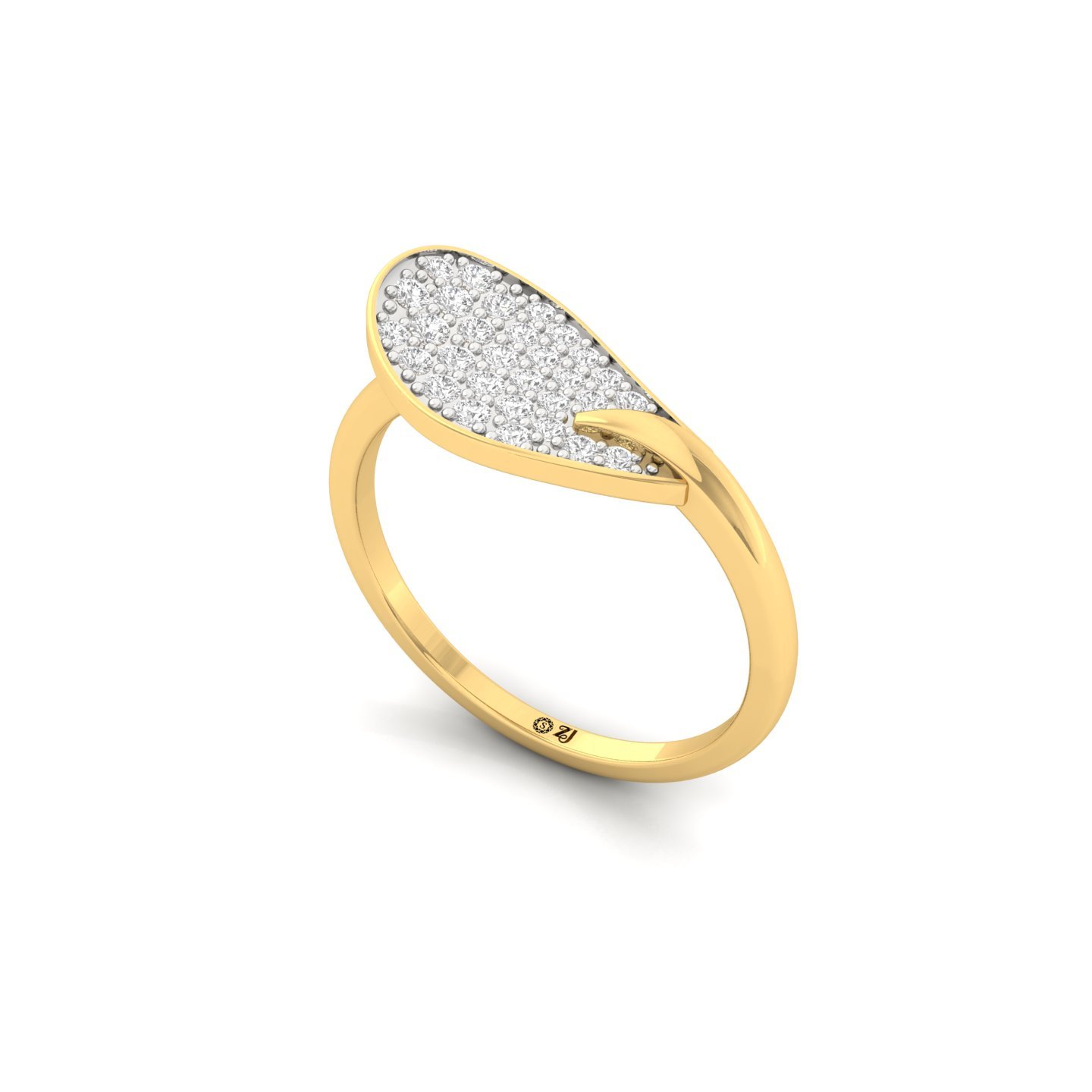 Round Brilliant Cut Diamond Teardrop Statement Ring | Lab Grown Pavé Diamond Cocktail Ring | 925 Silver | 10K | 14K | 18K - View 2