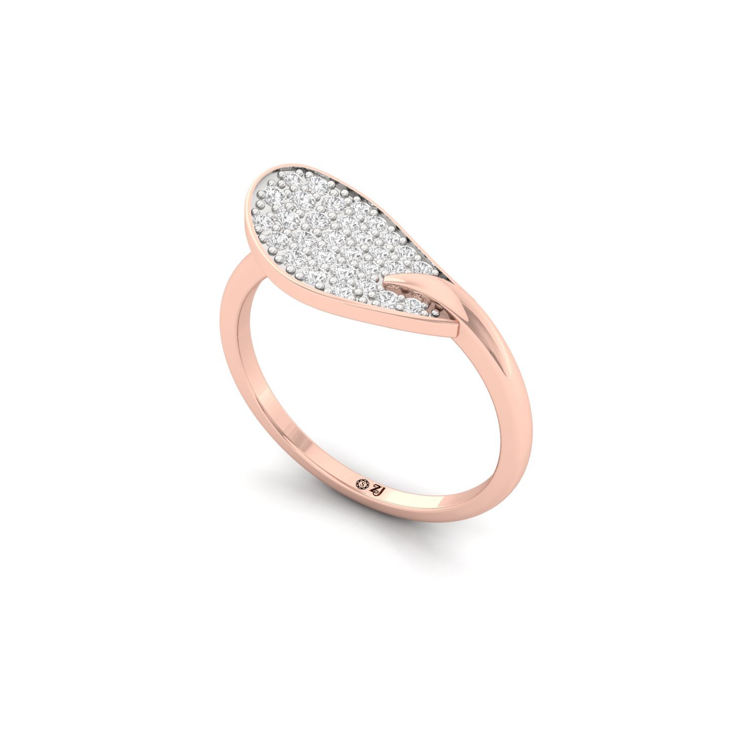 Round Brilliant Cut Diamond Teardrop Statement Ring | Lab Grown Pavé Diamond Cocktail Ring | 925 Silver | 10K | 14K | 18K - View 2