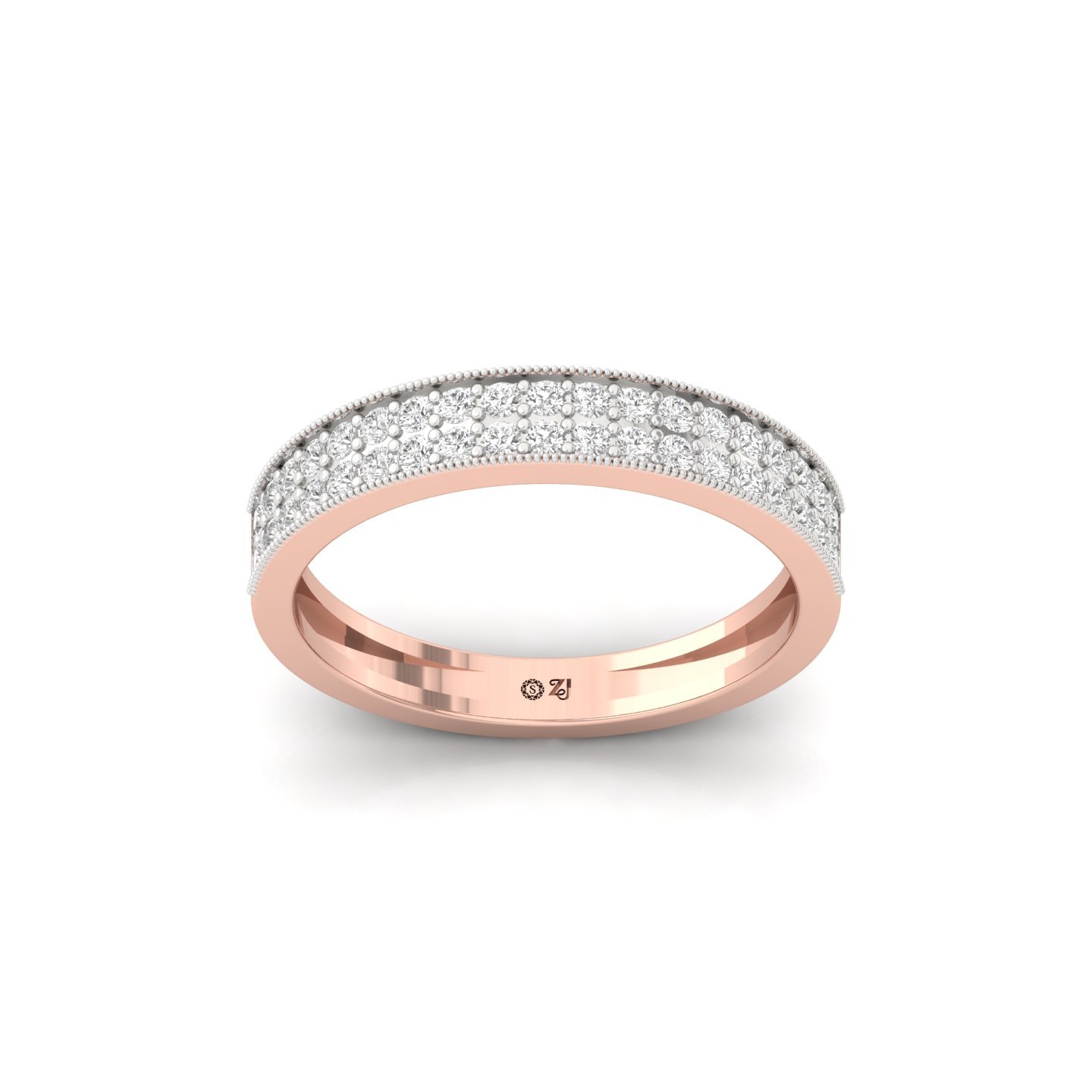 Round Brilliant Cut Diamond Eternity Band | Lab Grown Diamond Wedding / Anniversary Ring | 925 Silver | 10K | 14K | 18K - Rose Gold Main View