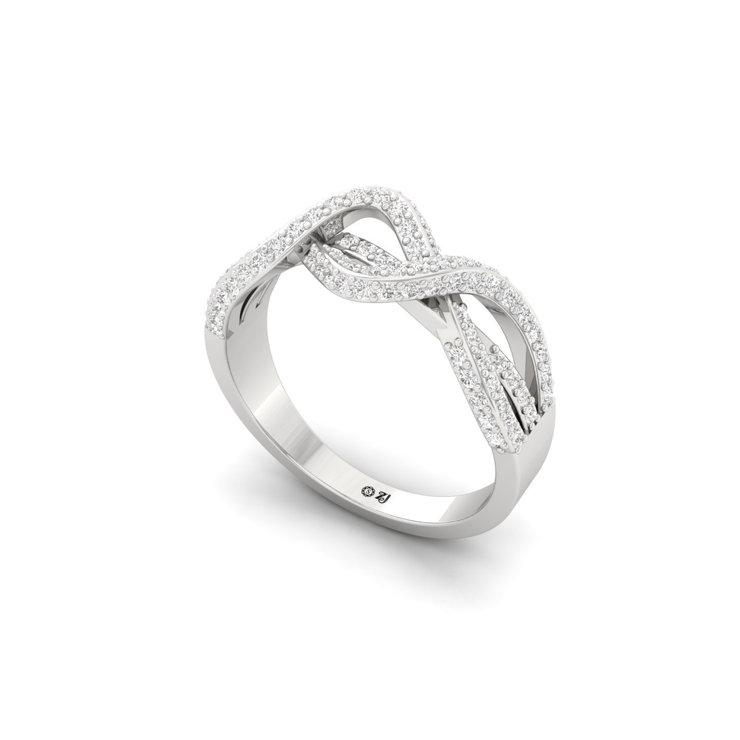 Round Brilliant Cut Diamond Infinity Ring | Lab Grown Diamond Designer Band | 925 Silver | 10K | 14K | 18K - View 2