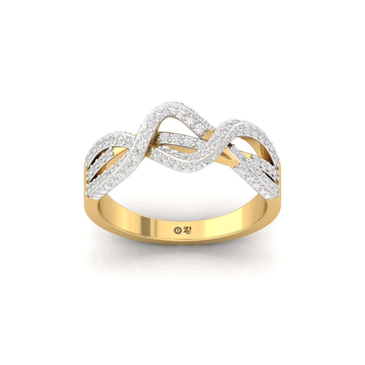 Round Brilliant Cut Diamond Infinity Ring | Lab Grown Diamond Designer Band | 925 Silver | 10K | 14K | 18K - Gold Main View