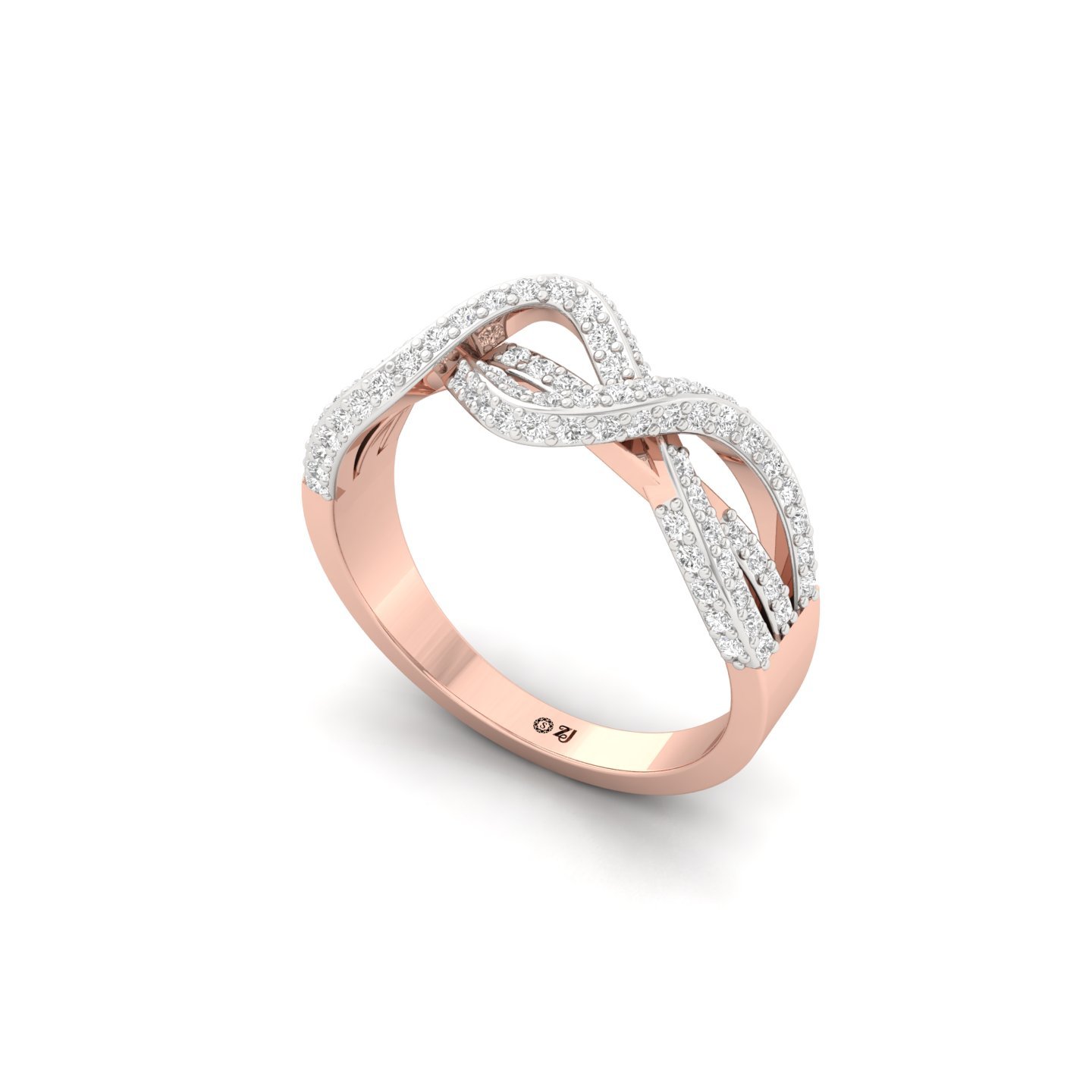 Round Brilliant Cut Diamond Infinity Ring | Lab Grown Diamond Designer Band | 925 Silver | 10K | 14K | 18K - View 2