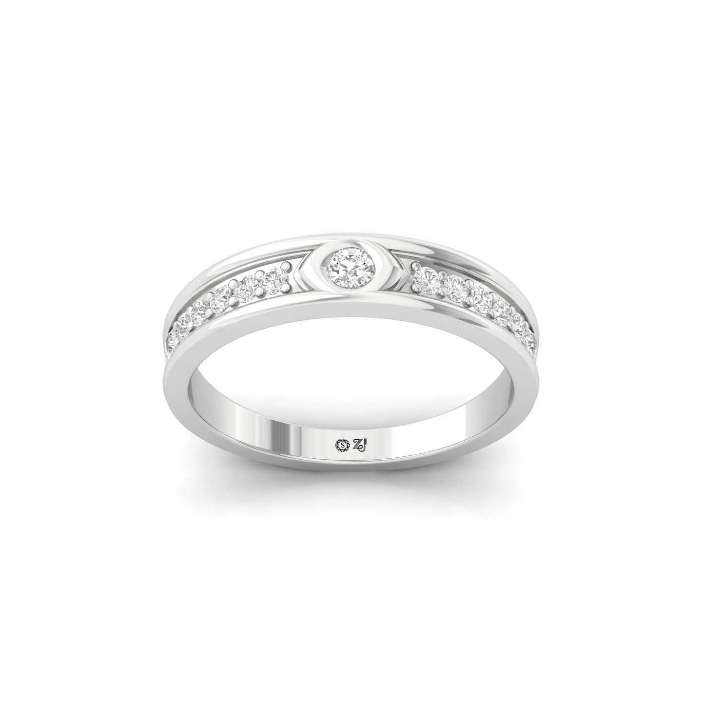 Round Cut Diamond Band Ring | Lab Grown Diamond Eternity-Inspired Wedding Band | 925 Silver | 10K | 14K | 18K - Main View