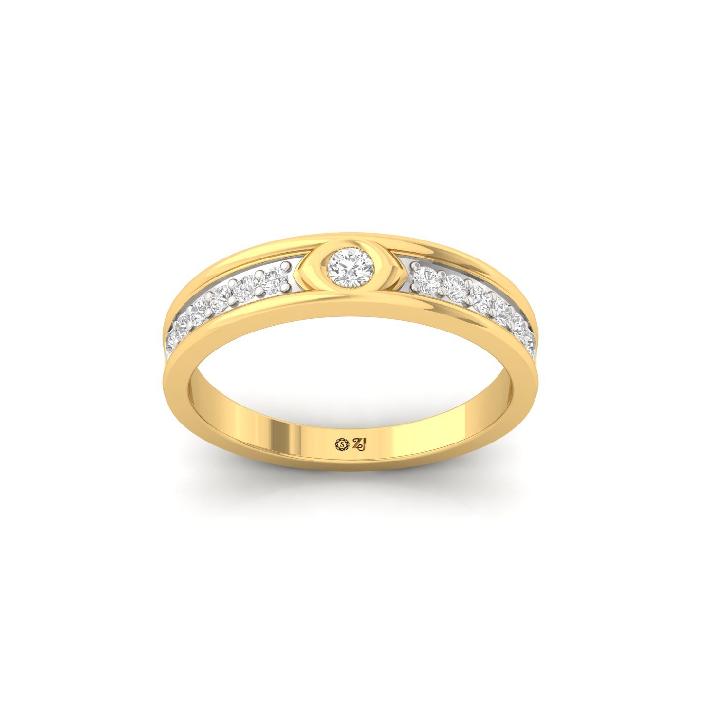 Round Cut Diamond Band Ring | Lab Grown Diamond Eternity-Inspired Wedding Band | 925 Silver | 10K | 14K | 18K - Gold Main View