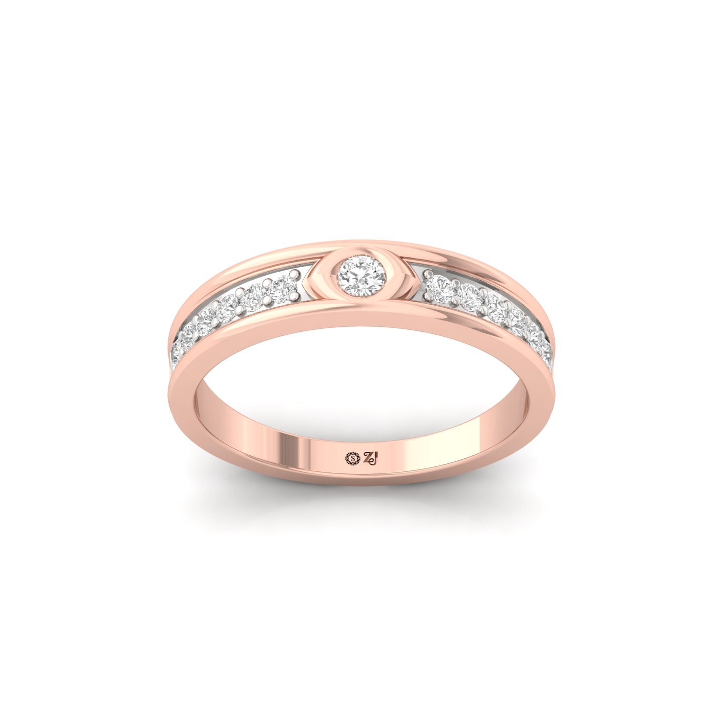 Round Cut Diamond Band Ring | Lab Grown Diamond Eternity-Inspired Wedding Band | 925 Silver | 10K | 14K | 18K - Rose Gold Main View