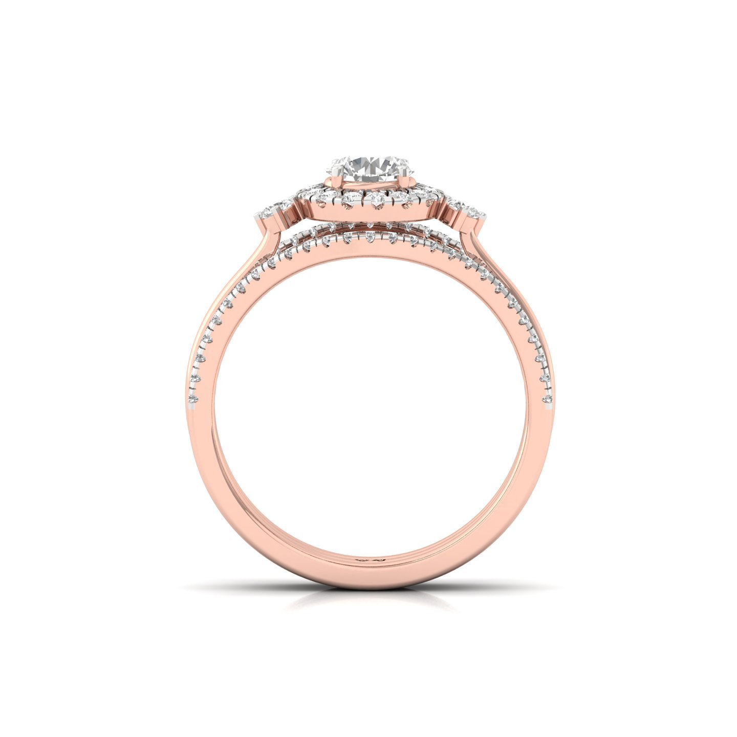 Round Cut Diamond Bridal Ring Set | Lab Grown CVD Diamond Halo Engagement & Wedding Ring | 925 Silver | 10K | 14K | 18K - View 3