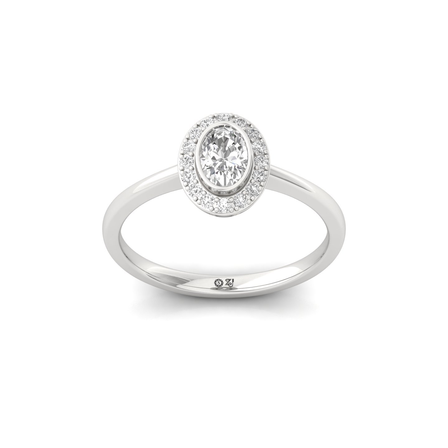 Oval Cut Diamond Halo Engagement Ring | Lab Grown CVD Diamond Solitaire Ring with Halo | 925 Silver | 10K | 14K | 18K - Main View