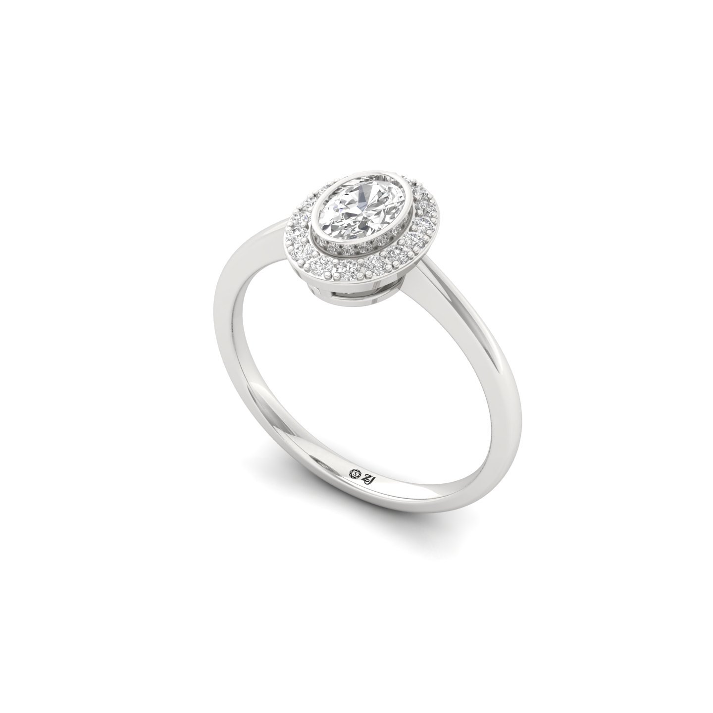 Oval Cut Diamond Halo Engagement Ring | Lab Grown CVD Diamond Solitaire Ring with Halo | 925 Silver | 10K | 14K | 18K - View 2