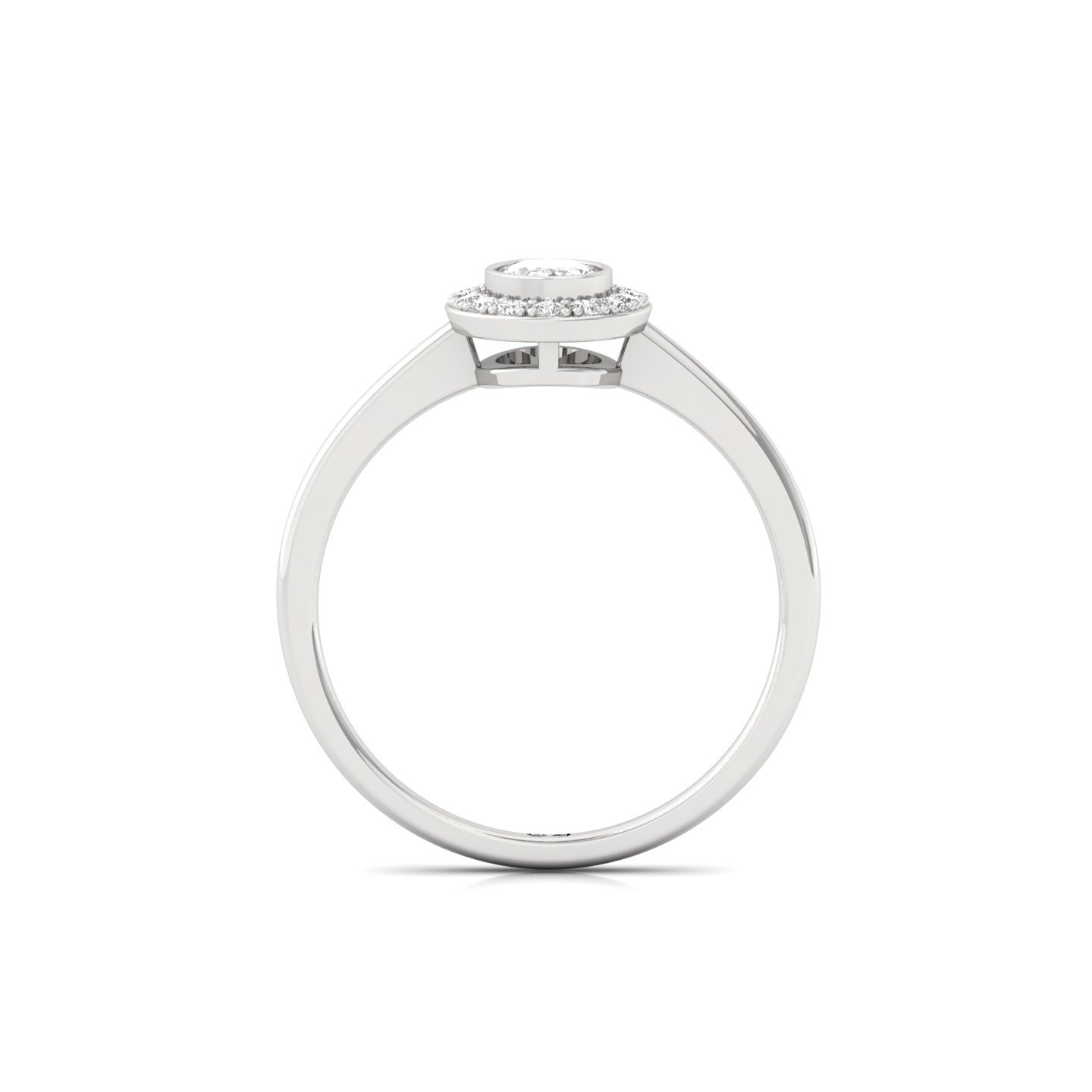 Oval Cut Diamond Halo Engagement Ring | Lab Grown CVD Diamond Solitaire Ring with Halo | 925 Silver | 10K | 14K | 18K - View 3