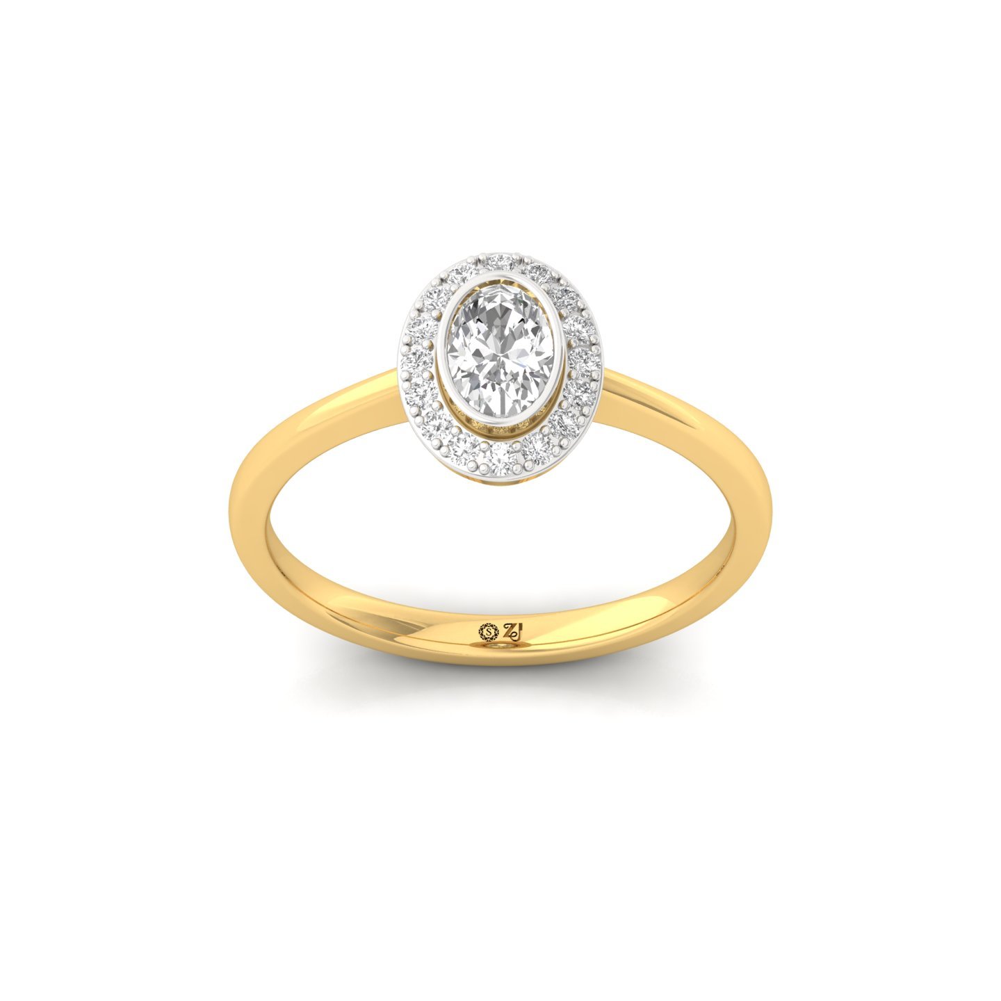 Oval Cut Diamond Halo Engagement Ring | Lab Grown CVD Diamond Solitaire Ring with Halo | 925 Silver | 10K | 14K | 18K - Gold Main View