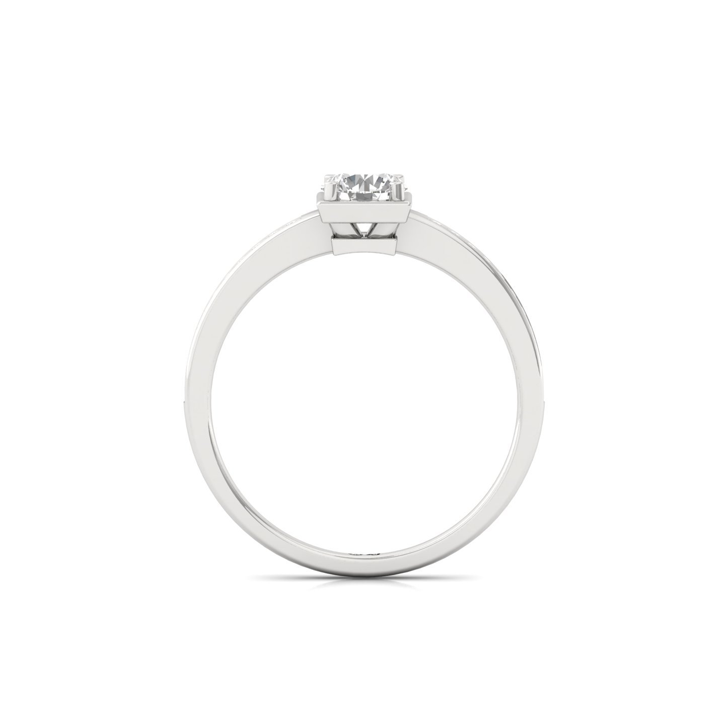 Round Cut Diamond Engagement Ring | Elegant Lab Grown CVD Diamond Solitaire with Side Stones | 925 Silver | 10K | 14K | 18K - View 3