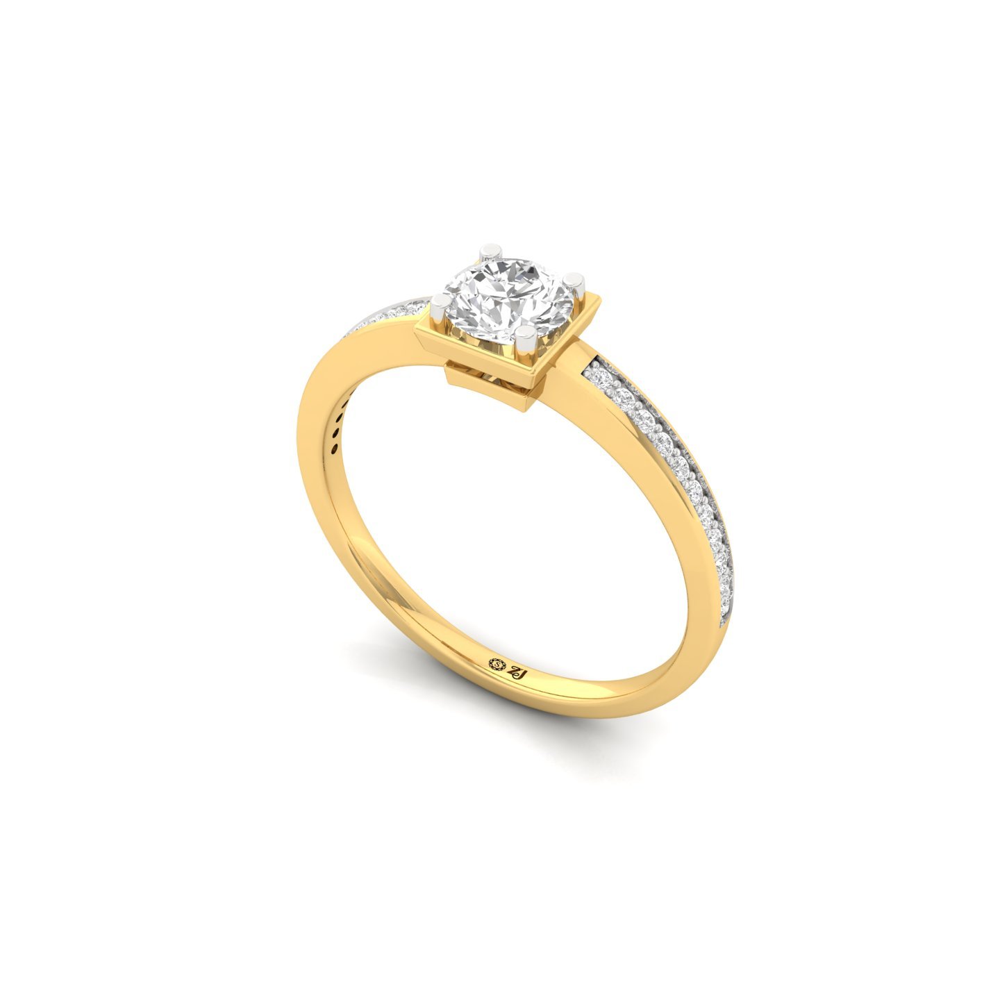 Round Cut Diamond Engagement Ring | Elegant Lab Grown CVD Diamond Solitaire with Side Stones | 925 Silver | 10K | 14K | 18K - View 2