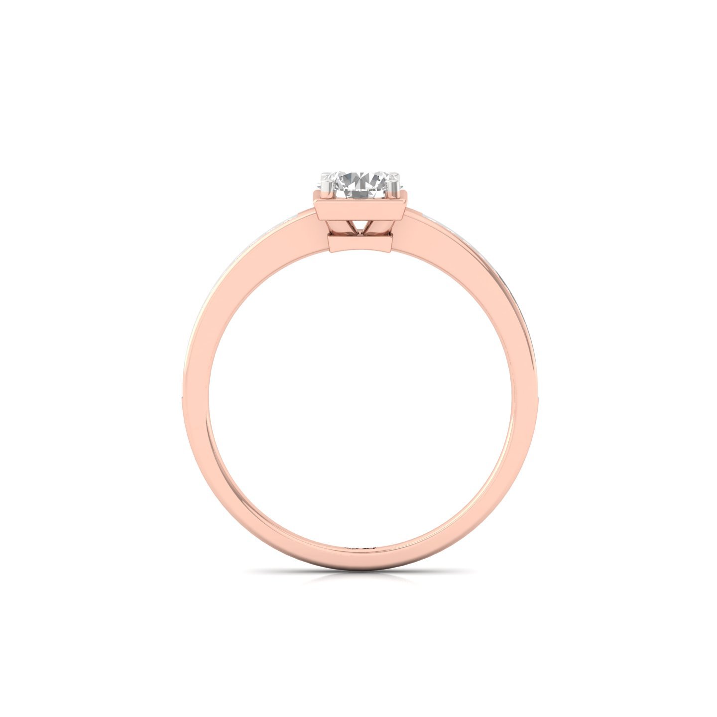 Round Cut Diamond Engagement Ring | Elegant Lab Grown CVD Diamond Solitaire with Side Stones | 925 Silver | 10K | 14K | 18K - View 3