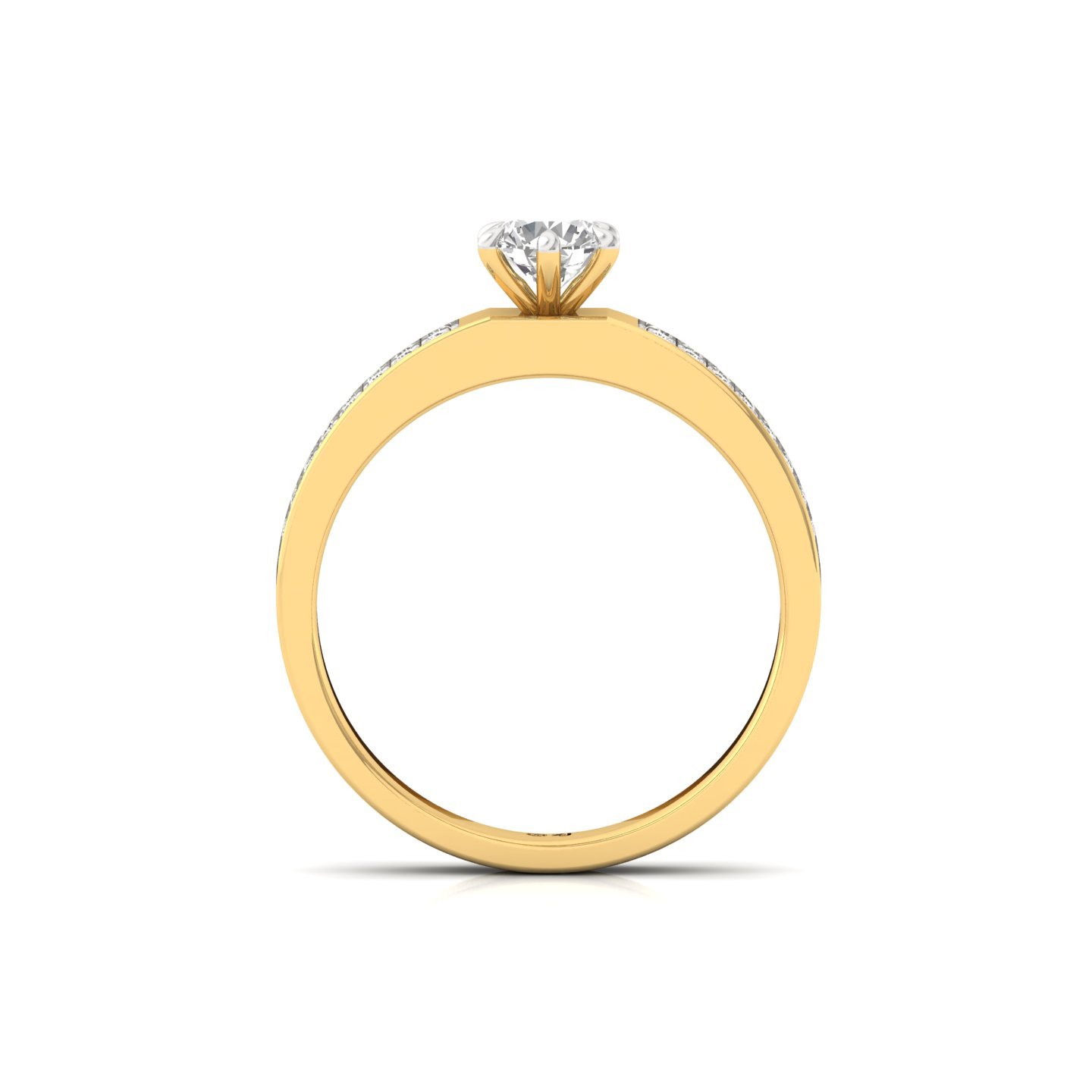 Round Cut Diamond Engagement Ring | Lab Grown CVD Solitaire with Pave Band | 925 Silver | 10K | 14K | 18K - View 3