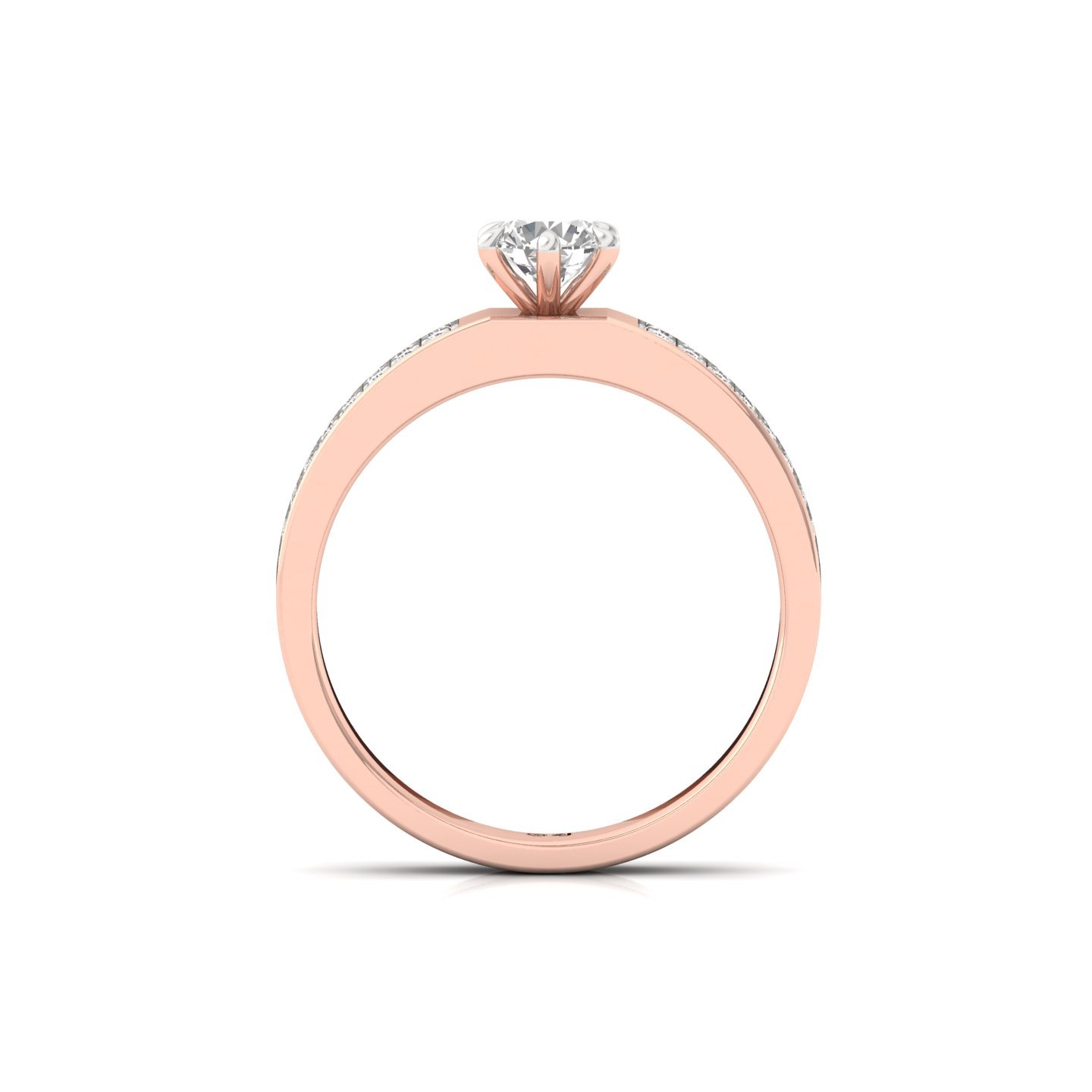 Round Cut Diamond Engagement Ring | Lab Grown CVD Solitaire with Pave Band | 925 Silver | 10K | 14K | 18K - View 3