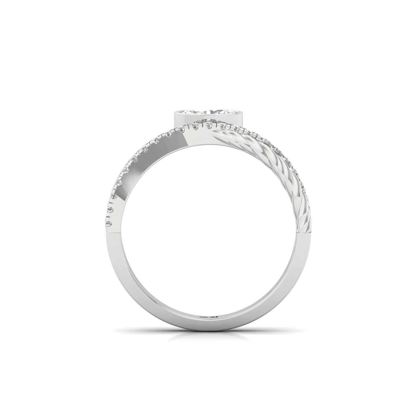 Oval Cut Diamond Engagement Ring | Lab Grown CVD Diamond with Dual Band & Modern Bezel Setting | 925 Silver | 10K | 14K | 18K - View 3