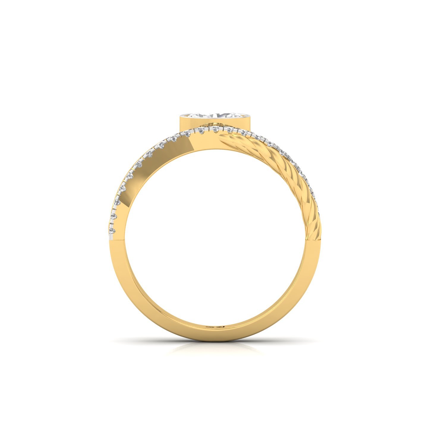 Oval Cut Diamond Engagement Ring | Lab Grown CVD Diamond with Dual Band & Modern Bezel Setting | 925 Silver | 10K | 14K | 18K - View 3