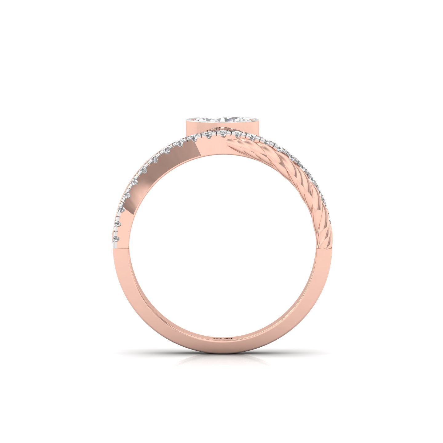 Oval Cut Diamond Engagement Ring | Lab Grown CVD Diamond with Dual Band & Modern Bezel Setting | 925 Silver | 10K | 14K | 18K - View 3