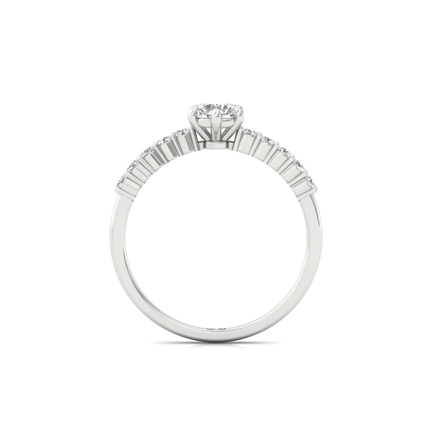 Round Cut Diamond Engagement Ring | Lab Grown CVD Diamond Solitaire with Side Stones | 925 Silver | 10K | 14K | 18K - View 3
