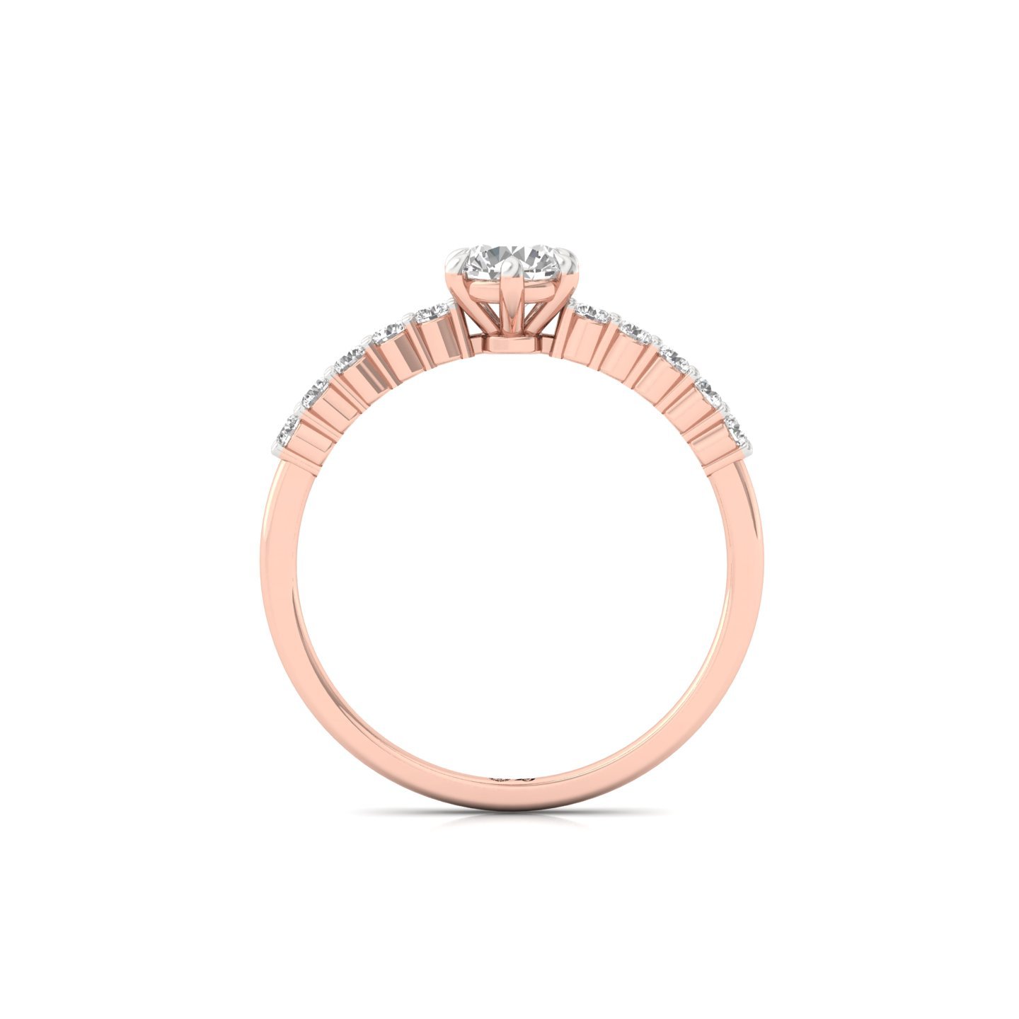 Round Cut Diamond Engagement Ring | Lab Grown CVD Diamond Solitaire with Side Stones | 925 Silver | 10K | 14K | 18K - View 3