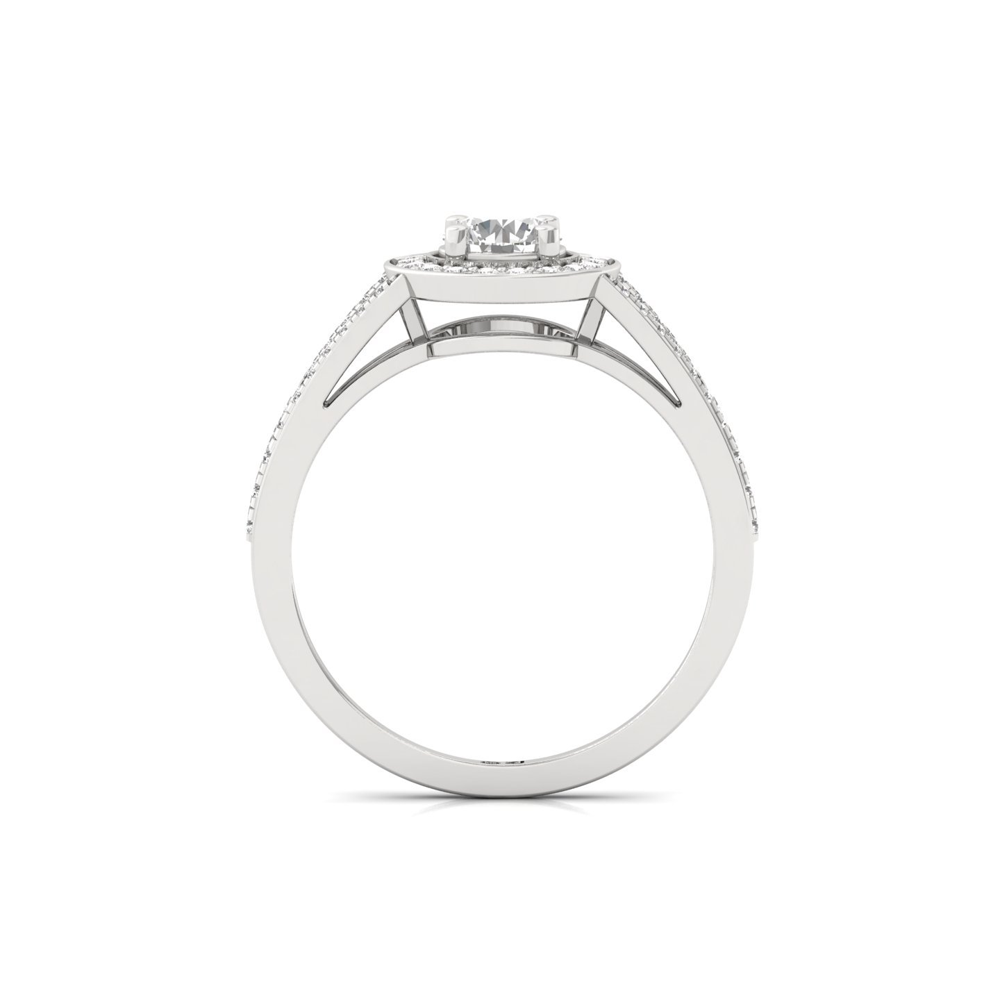 Round Cut Diamond Halo Engagement Ring | Lab Grown CVD Diamond Split Shank Ring | 10K | 14K | 18K - View 3