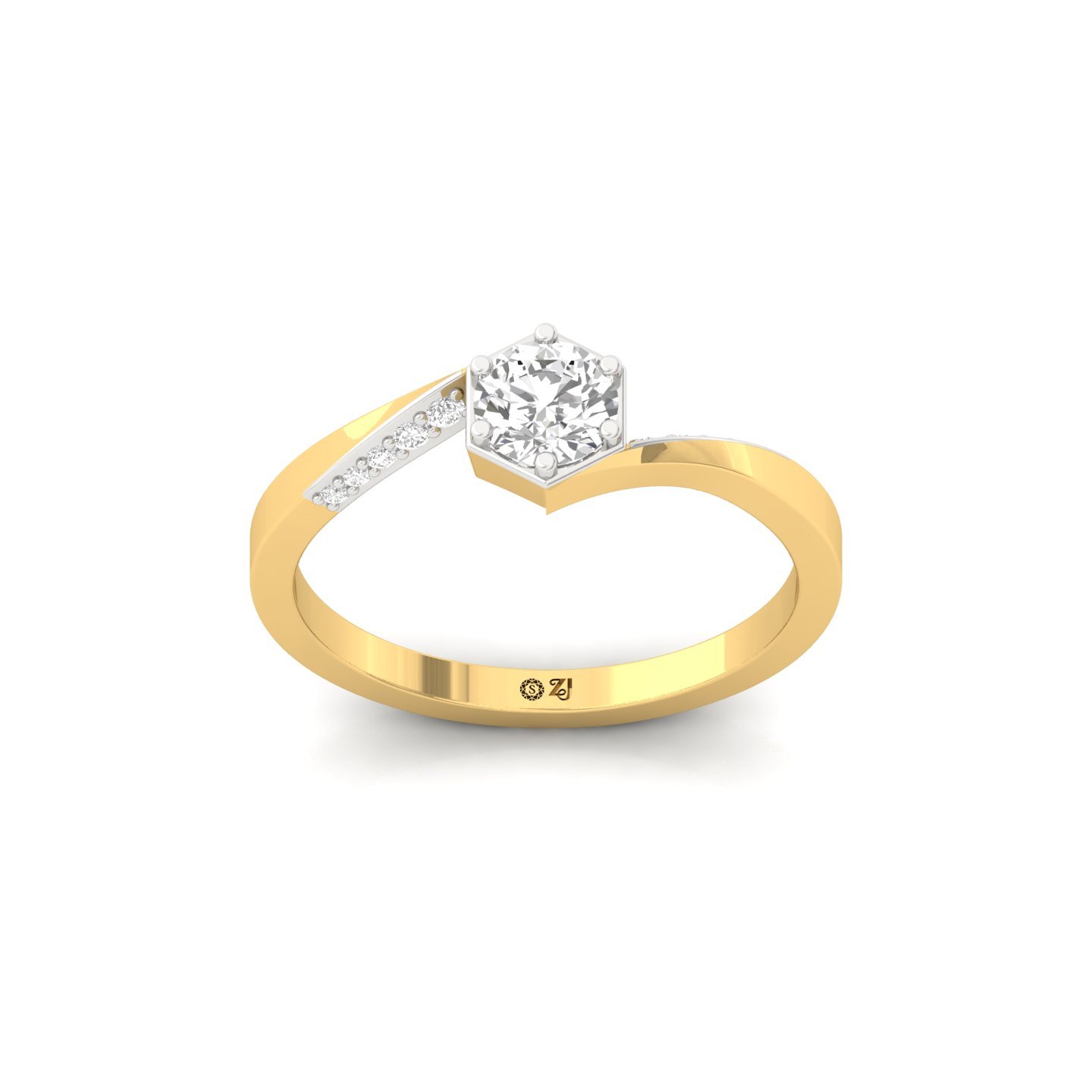 Round Cut Diamond Solitaire Engagement Ring | Lab Grown CVD Diamond Twisted Shank Ring | 925 Silver | 10K | 14K | 18K - Gold Main View