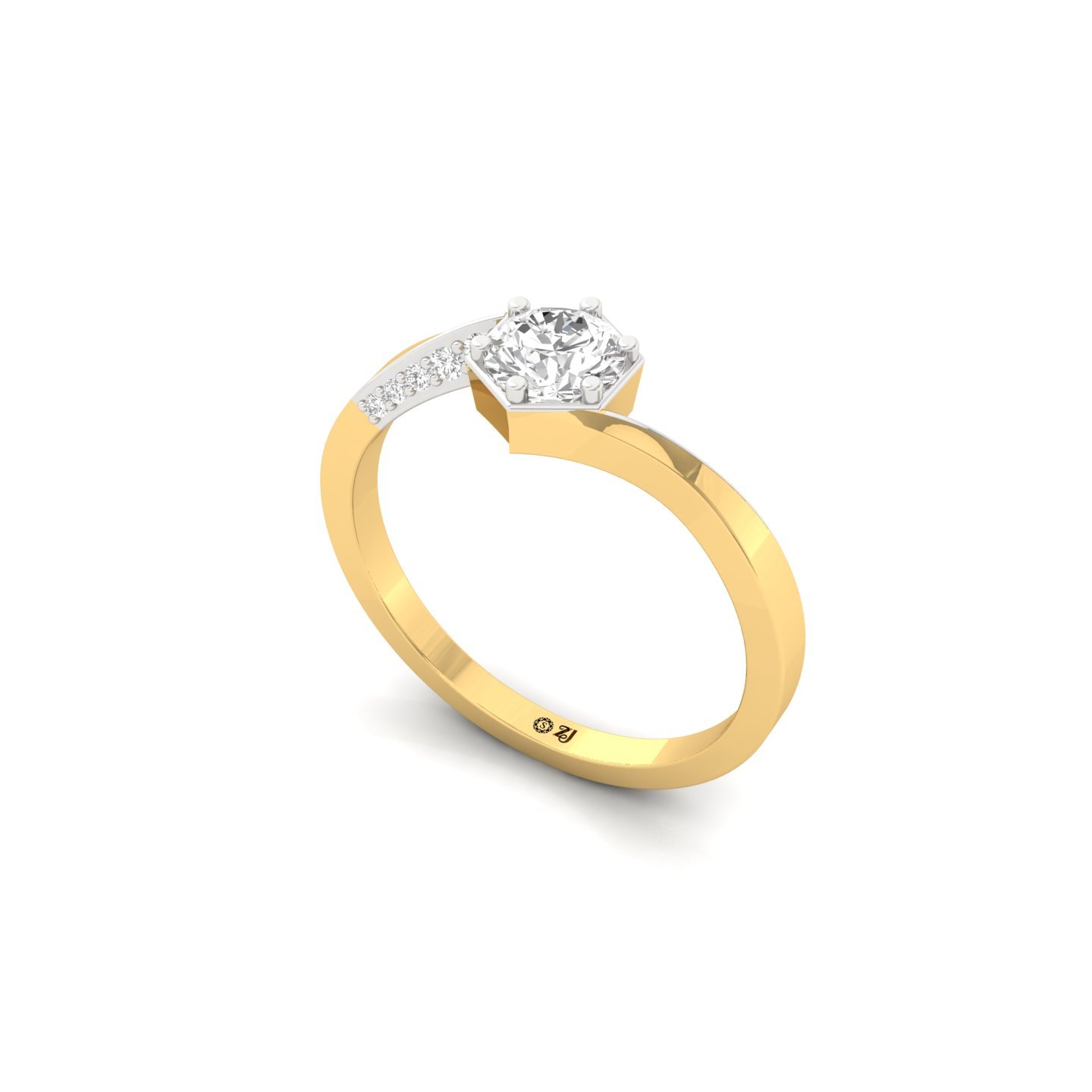 Round Cut Diamond Solitaire Engagement Ring | Lab Grown CVD Diamond Twisted Shank Ring | 925 Silver | 10K | 14K | 18K - View 2