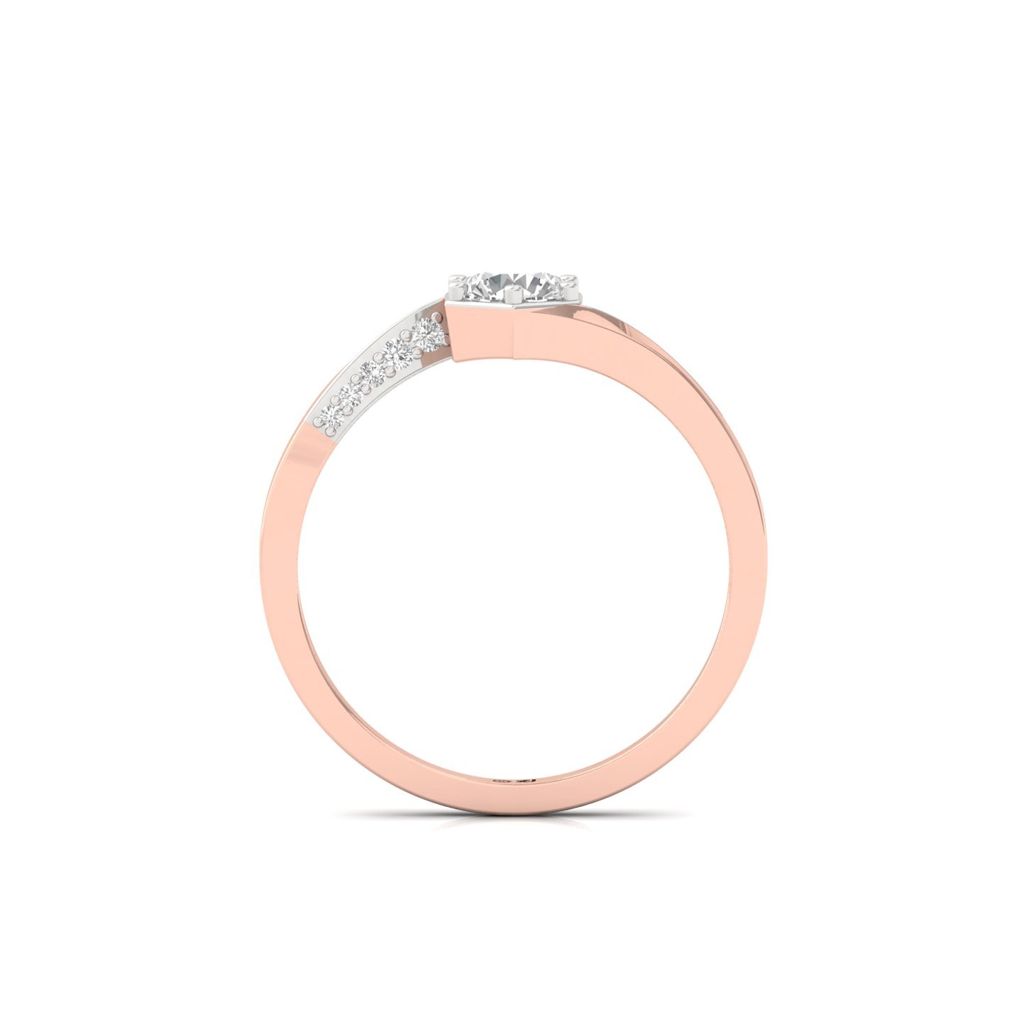 Round Cut Diamond Solitaire Engagement Ring | Lab Grown CVD Diamond Twisted Shank Ring | 925 Silver | 10K | 14K | 18K - View 3