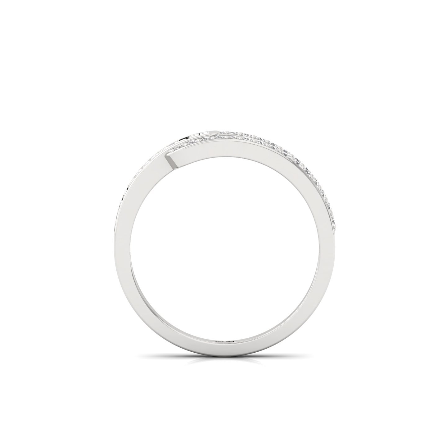 Baguette Cut Diamond Crossover Ring | Lab Grown CVD Diamond Split Shank Band | 925 Silver | 10K | 14K | 18K - View 3