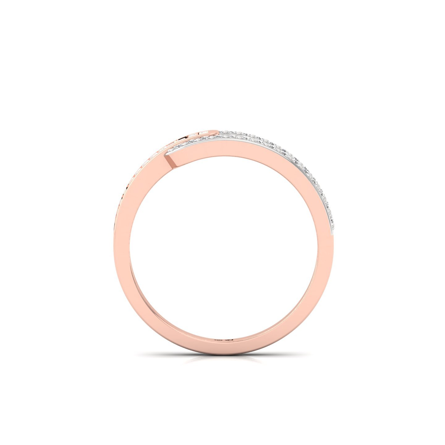 Baguette Cut Diamond Crossover Ring | Lab Grown CVD Diamond Split Shank Band | 925 Silver | 10K | 14K | 18K - View 3