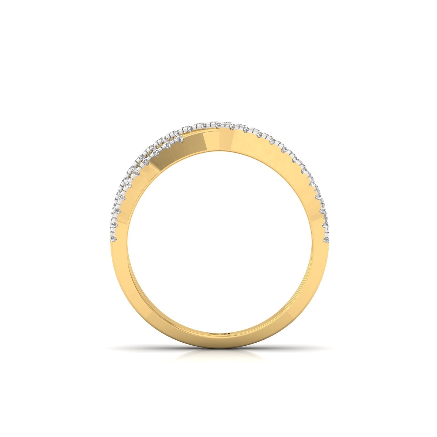 Diamond Crossover Band Ring | Lab Grown CVD Diamond Criss-Cross Design | 925 Silver | 10K | 14K | 18K - View 3