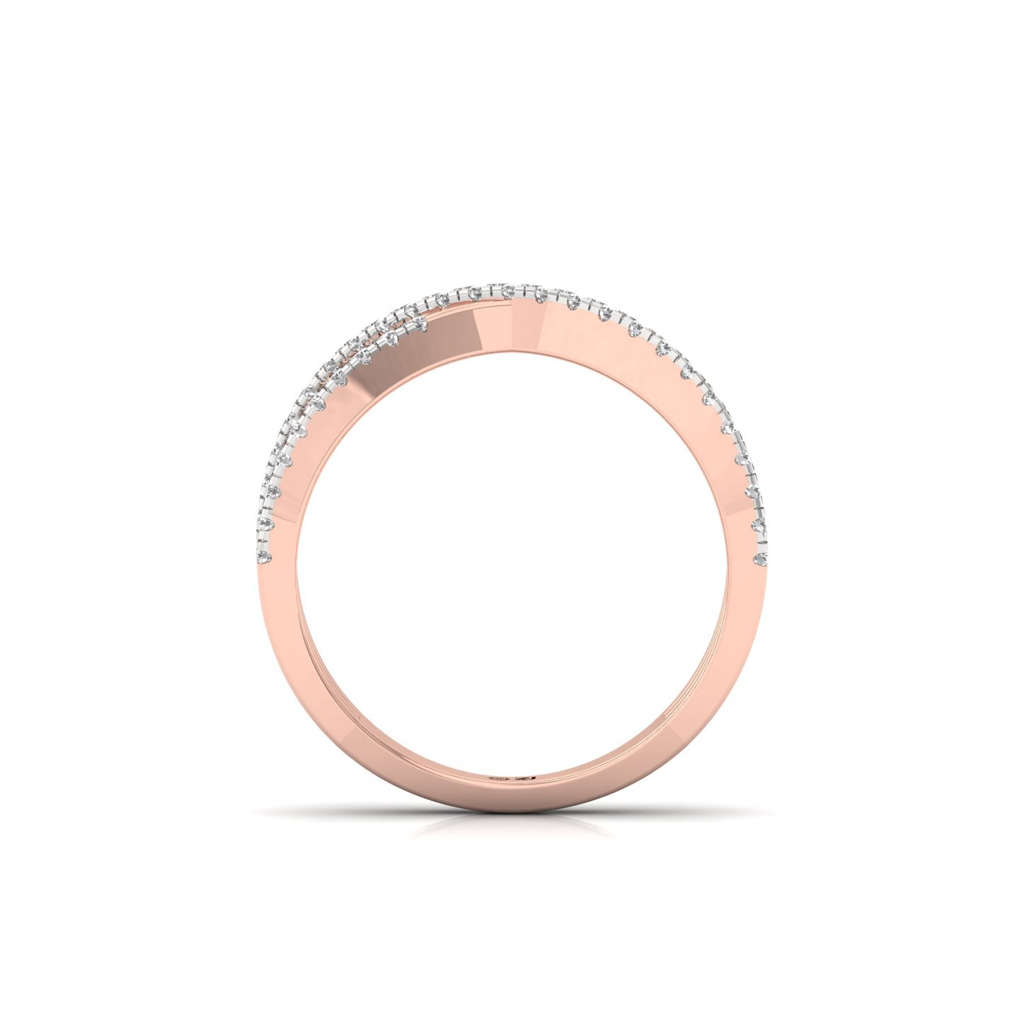 Diamond Crossover Band Ring | Lab Grown CVD Diamond Criss-Cross Design | 925 Silver | 10K | 14K | 18K - View 3