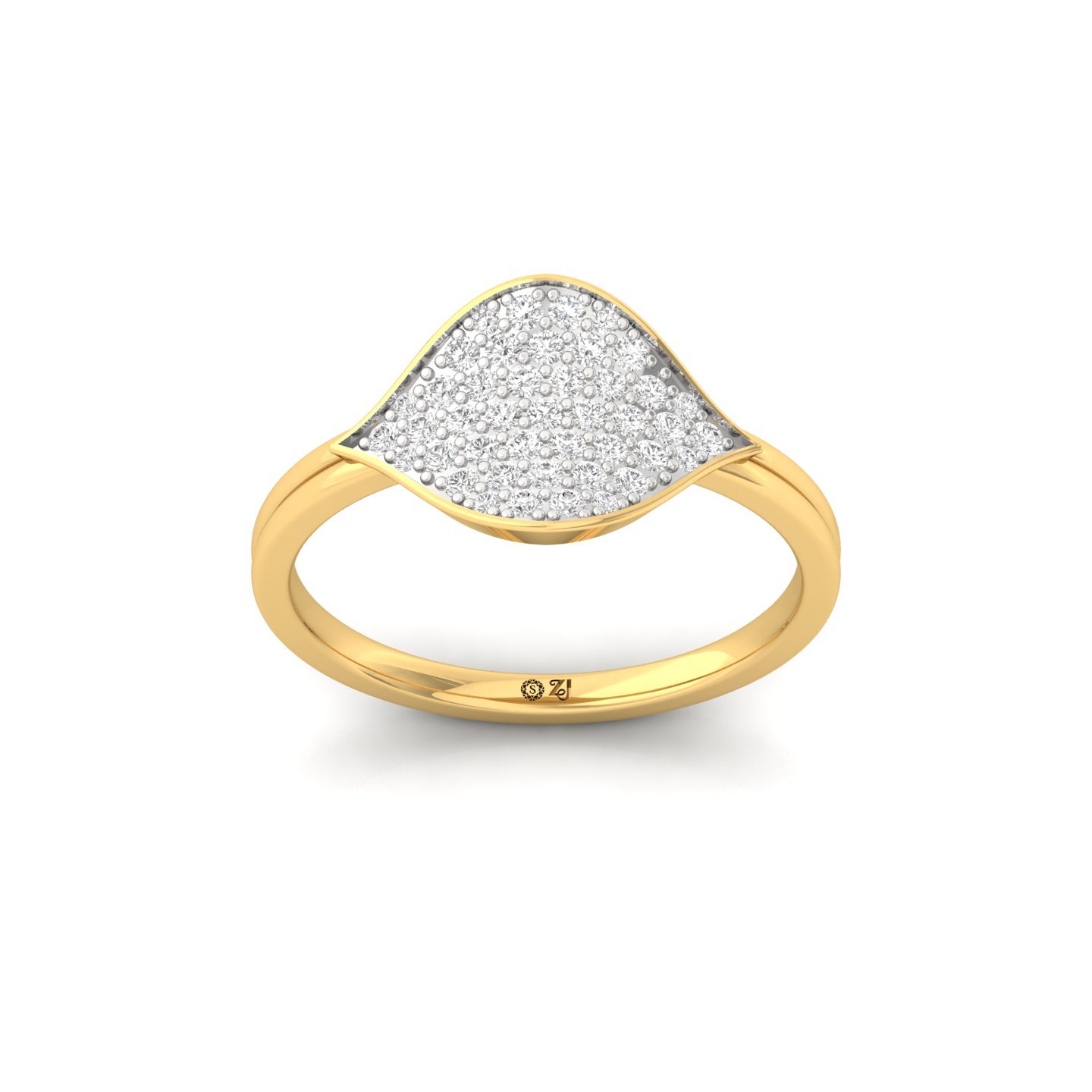 Designer Diamond Statement Ring | Lab Grown CVD Diamond Pavé Ring | 925 Silver | 10K | 14K | 18K - Gold Main View