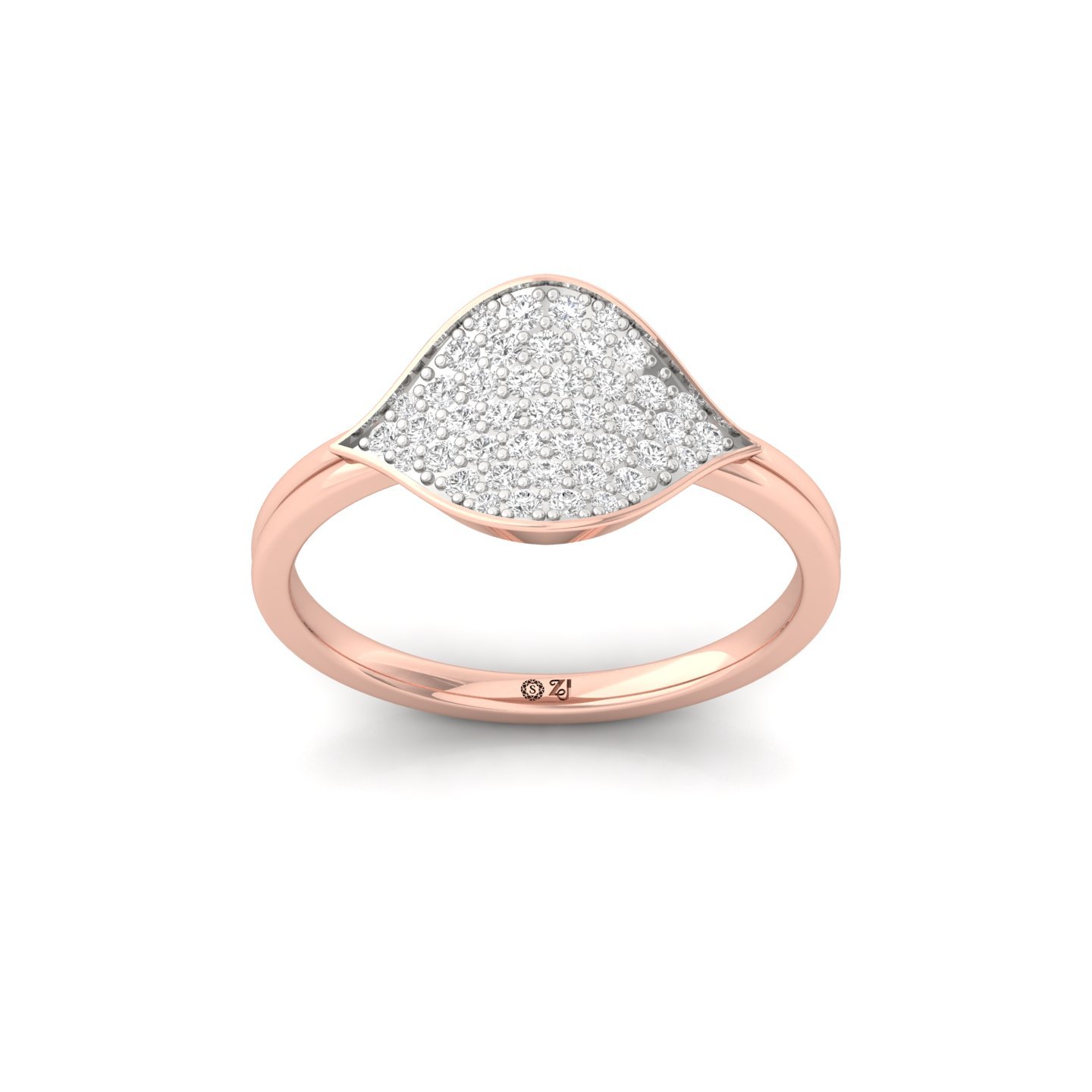 Designer Diamond Statement Ring | Lab Grown CVD Diamond Pavé Ring | 925 Silver | 10K | 14K | 18K - Rose Gold Main View