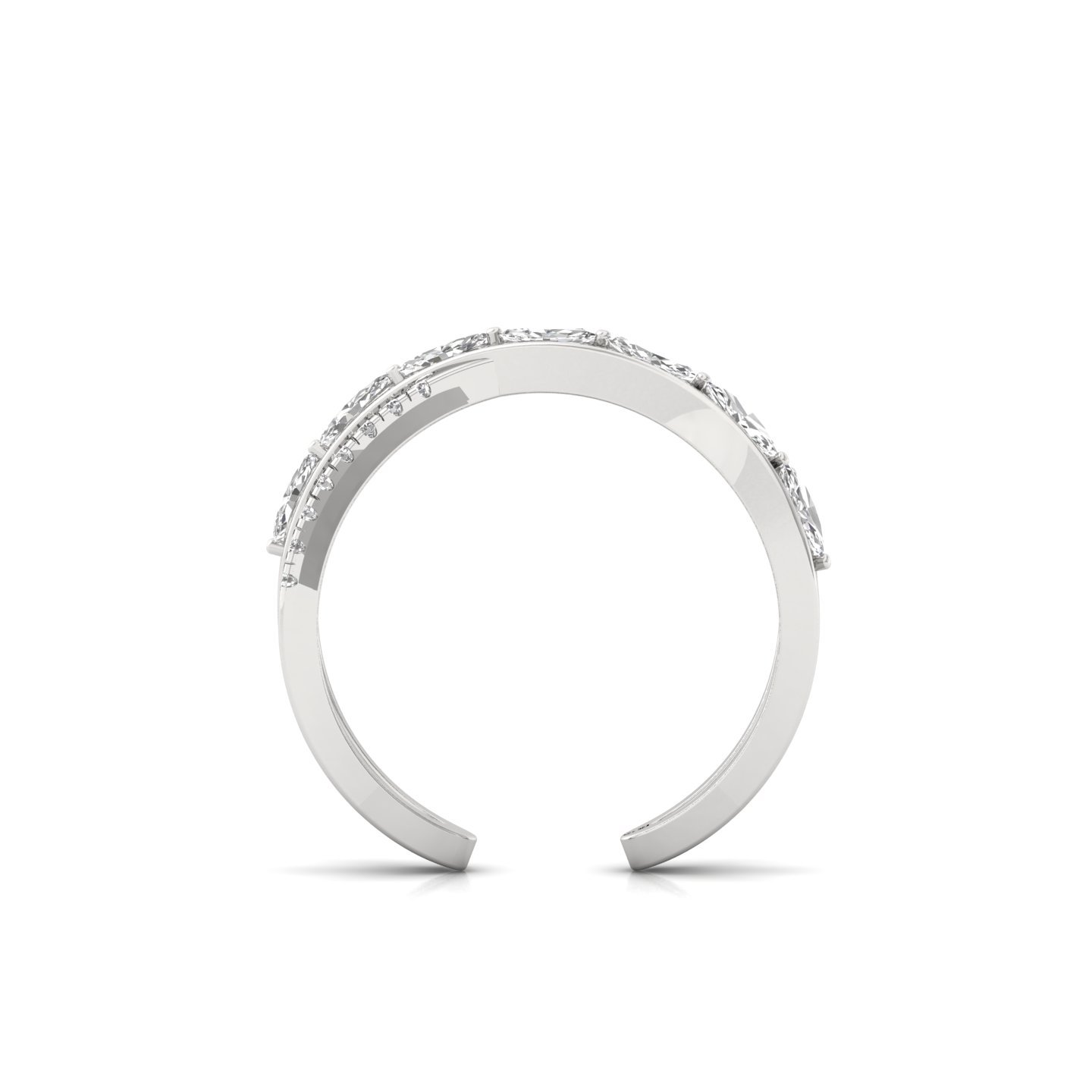 Marquise Cut Diamond Designer Ring | Lab Grown CVD Diamond Crossover Band | 925 Silver | 10K | 14K | 18K - View 3