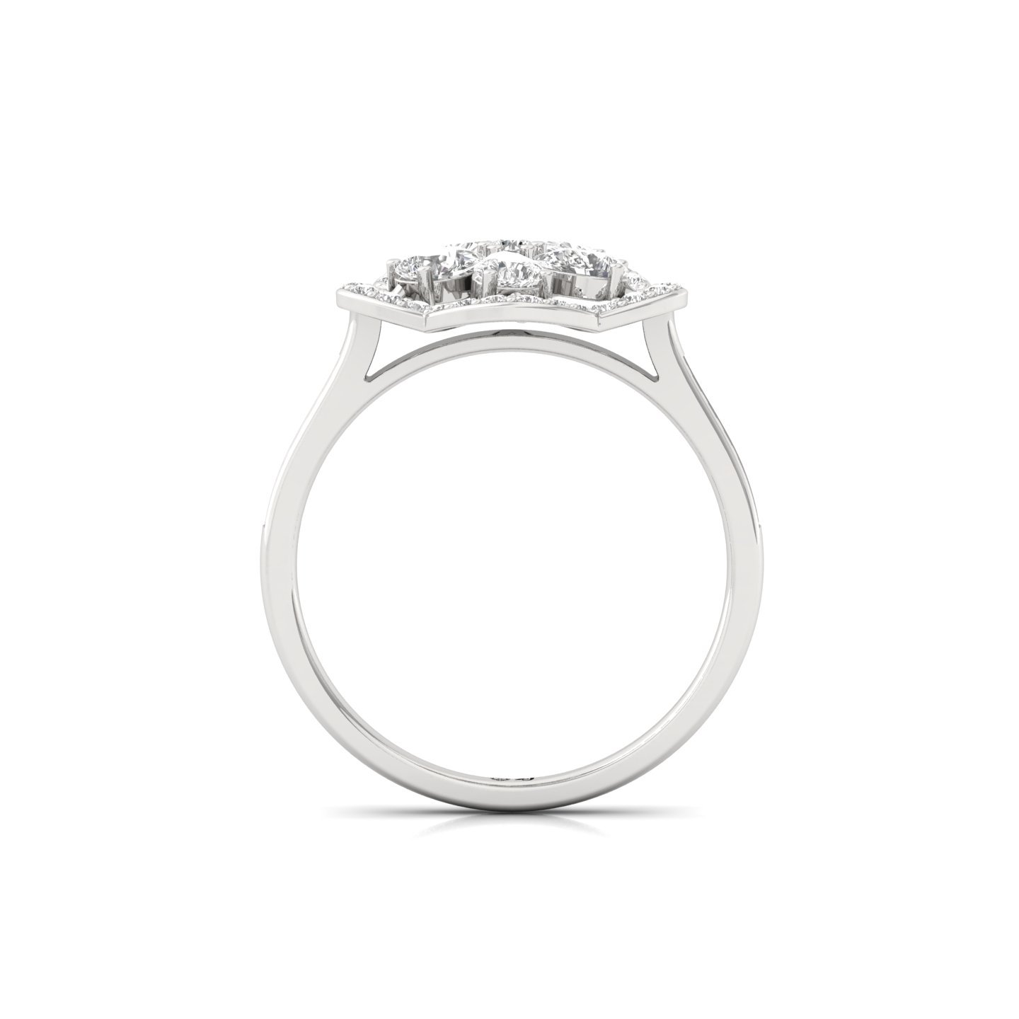 Pear Cut Diamond Floral Designer Ring | Lab Grown CVD Diamond Flower Halo Ring | 925 Silver | 10K | 14K | 18K - View 3