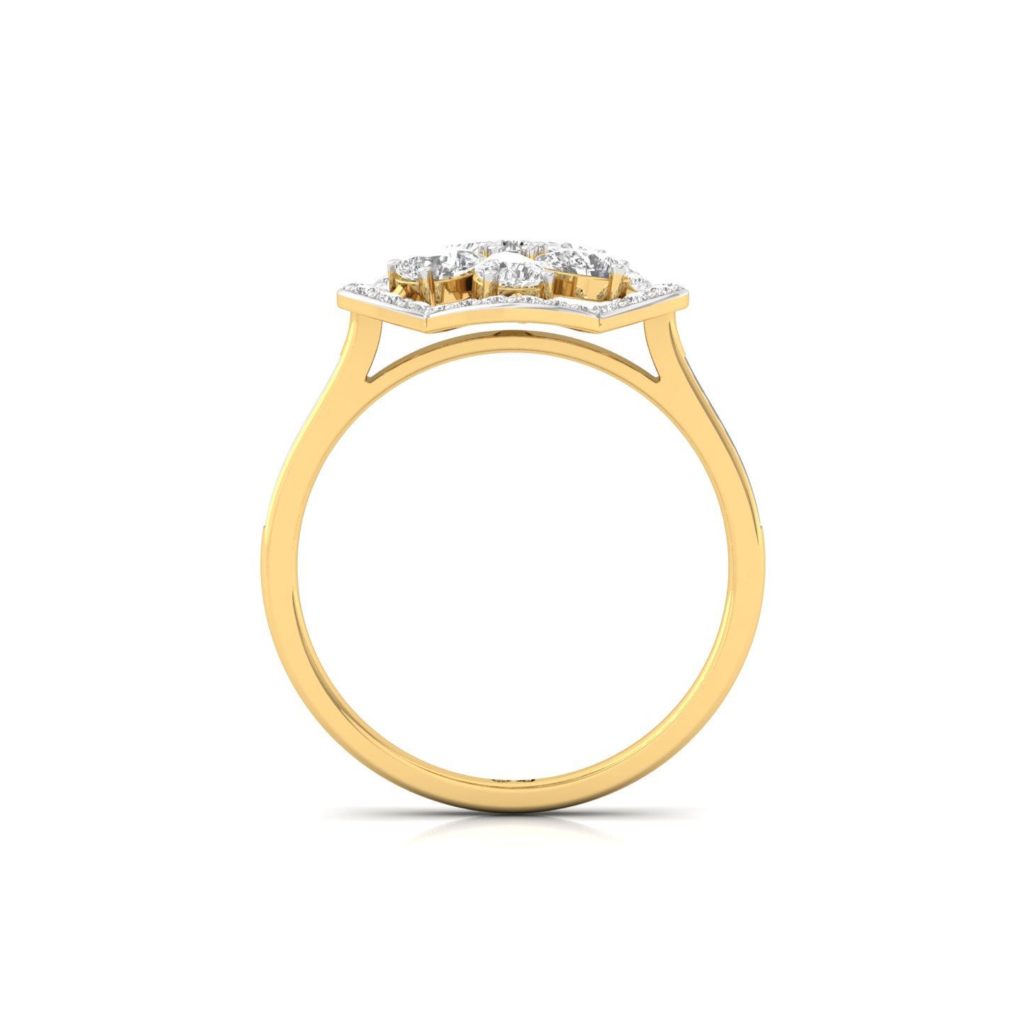 Pear Cut Diamond Floral Designer Ring | Lab Grown CVD Diamond Flower Halo Ring | 925 Silver | 10K | 14K | 18K - View 3