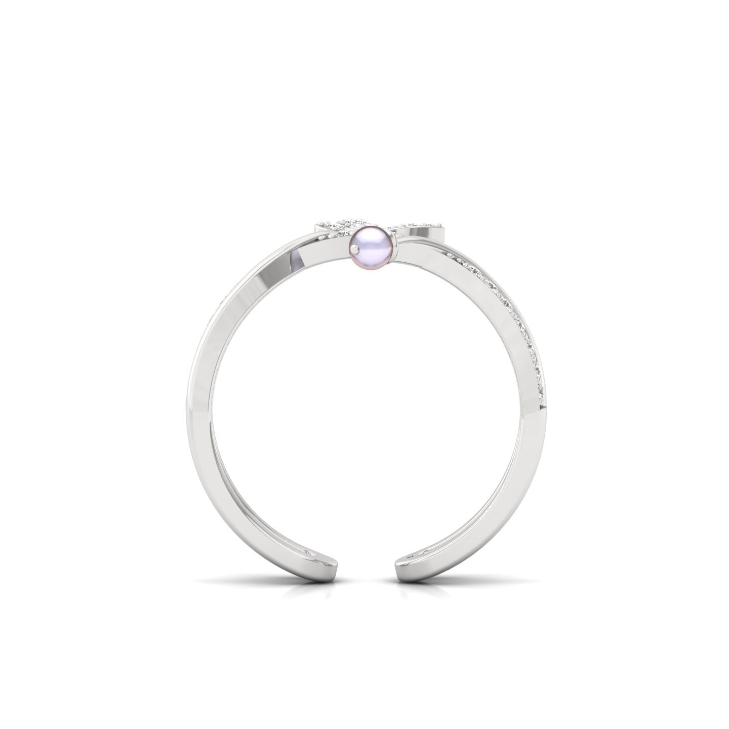 Diamond & Pearl Butterfly Ring | Nature Inspired Lab Grown CVD Diamond Jewelry | 925 Silver | 10K | 14K | 18K - View 3