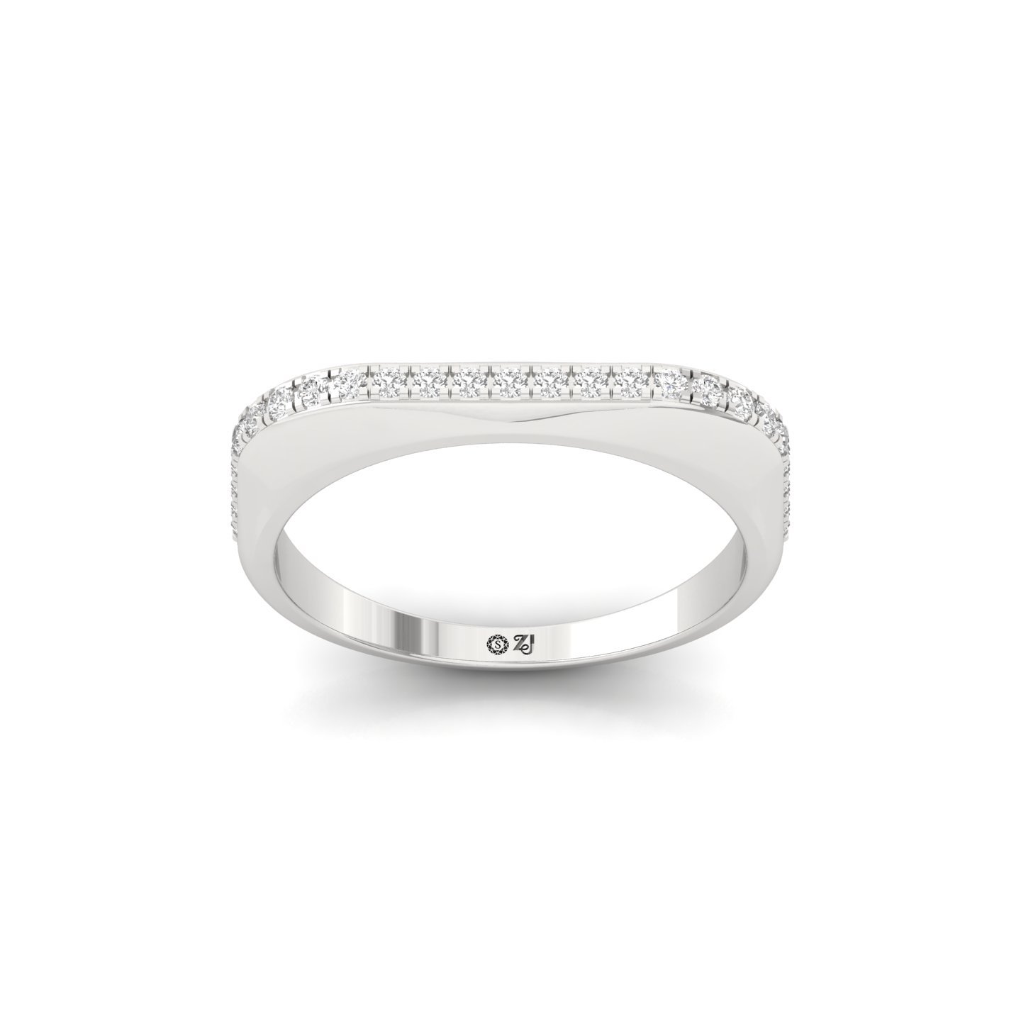 Round Diamond Wedding Band | Elegant Lab Grown CVD Diamond Half Eternity Ring - Main View