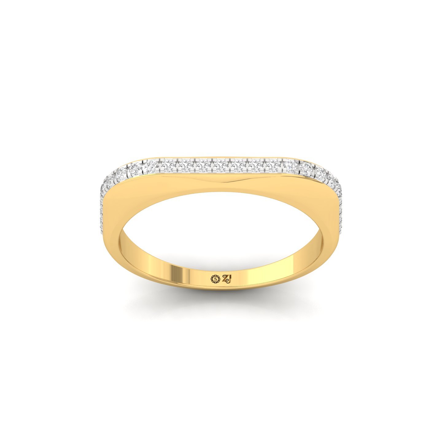 Round Diamond Wedding Band | Elegant Lab Grown CVD Diamond Half Eternity Ring - Gold Main View