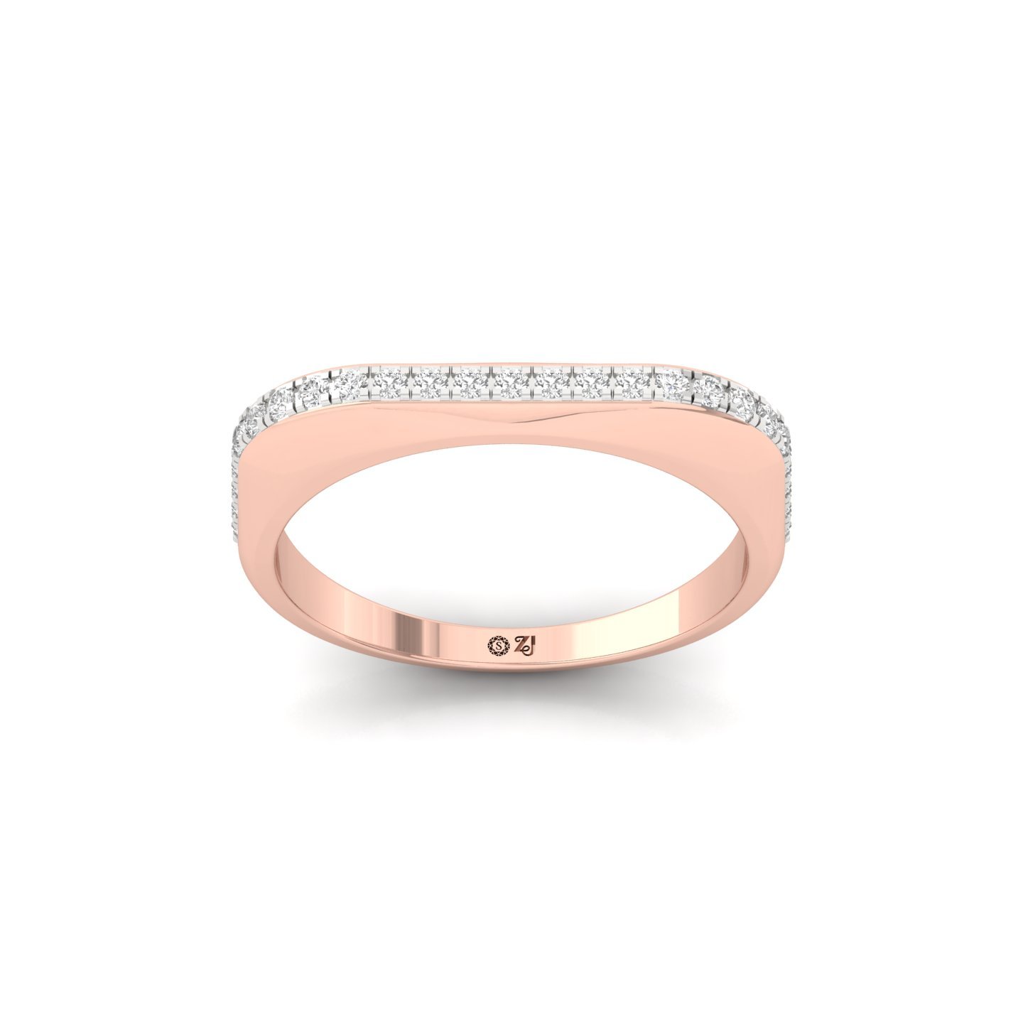 Round Diamond Wedding Band | Elegant Lab Grown CVD Diamond Half Eternity Ring - Rose Gold Main View