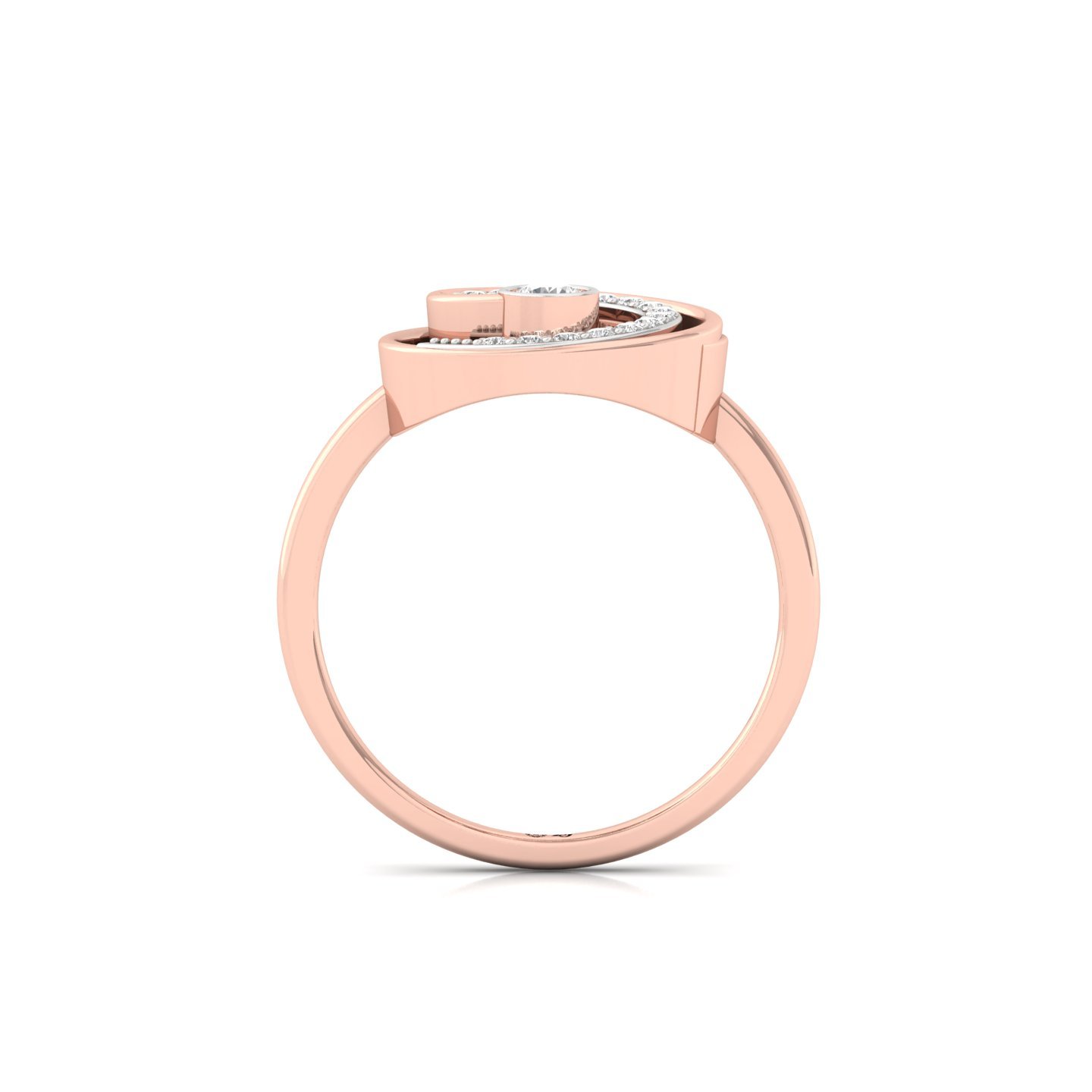 Spiral Round Diamond Cocktail Ring | Modern Lab Grown CVD Diamond Designer Ring | 925 Silver | 10K | 14K | 18K - View 3