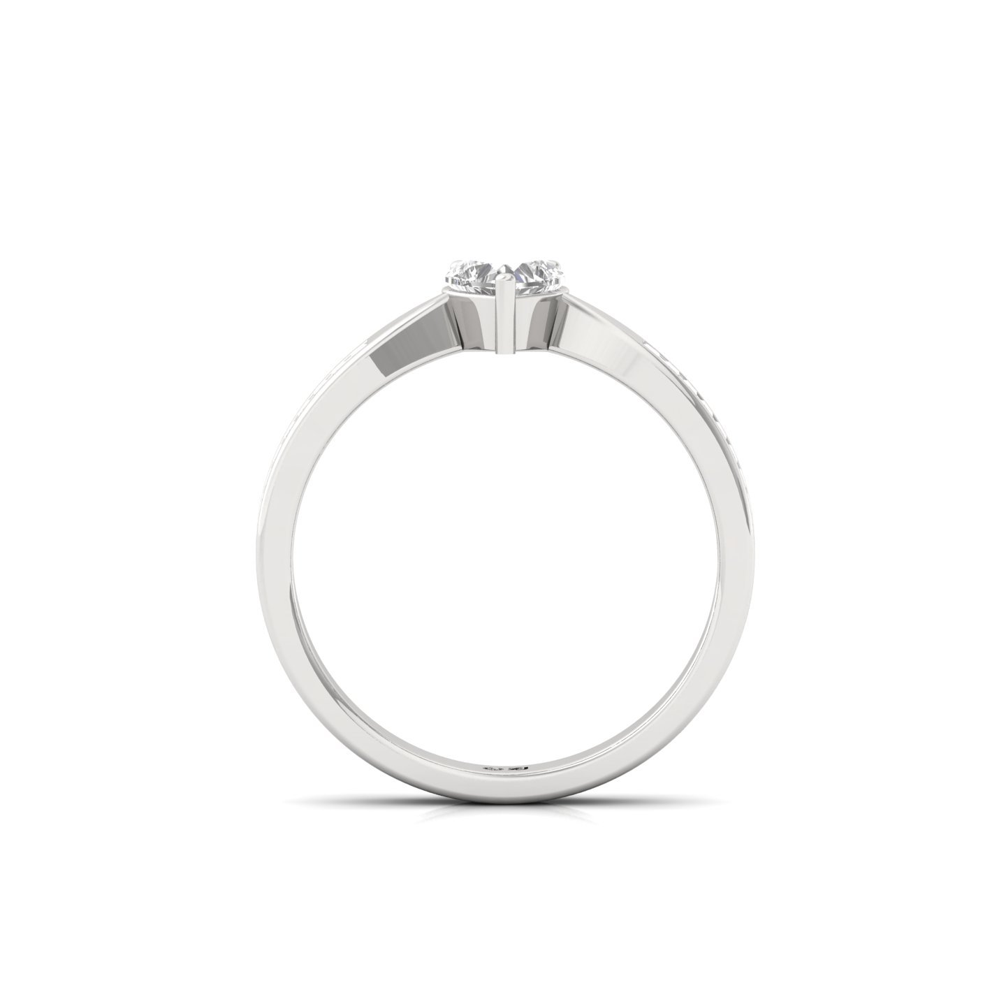 Heart Cut Diamond Engagement Ring | Lab Grown CVD Diamond Solitaire with Baguette Accents | 925 Silver | 10K | 14K | 18K - View 3